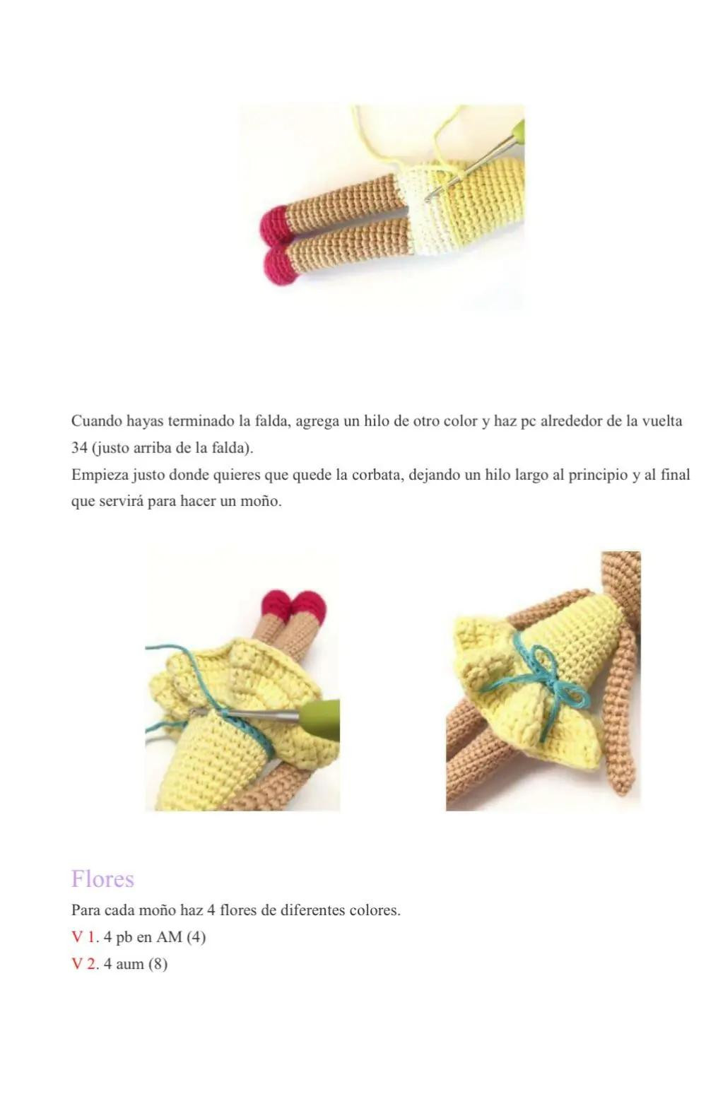 Muñeca Amigurumi con Vestido Amarillo y Flores en el Pelo