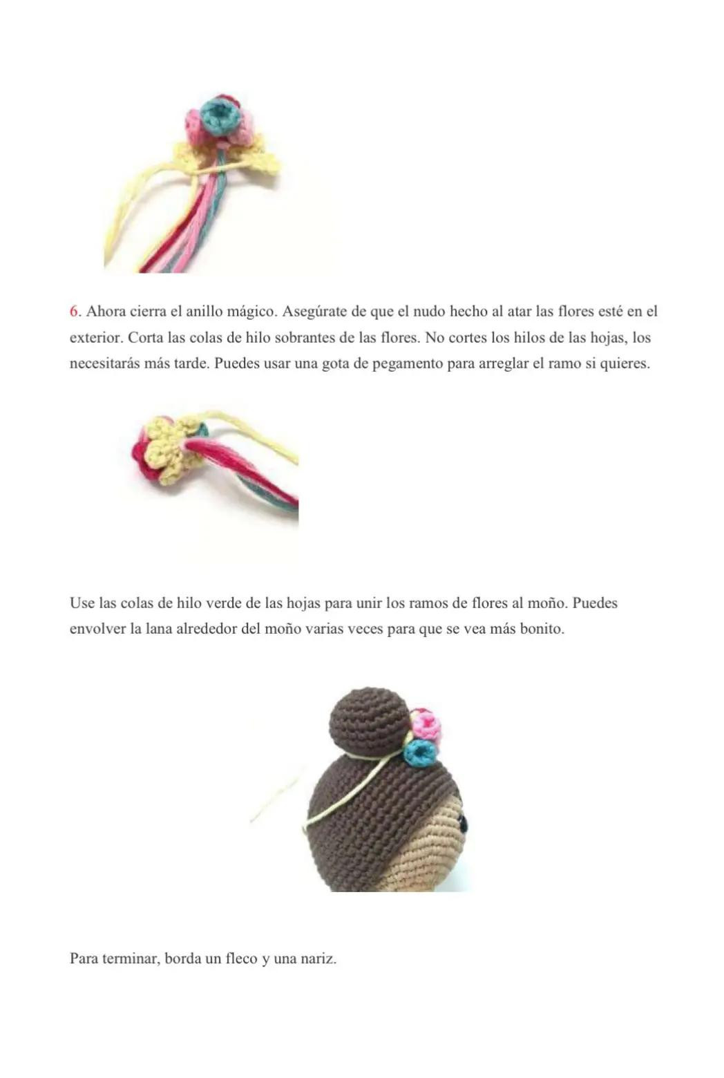 Muñeca Amigurumi con Vestido Amarillo y Flores en el Pelo