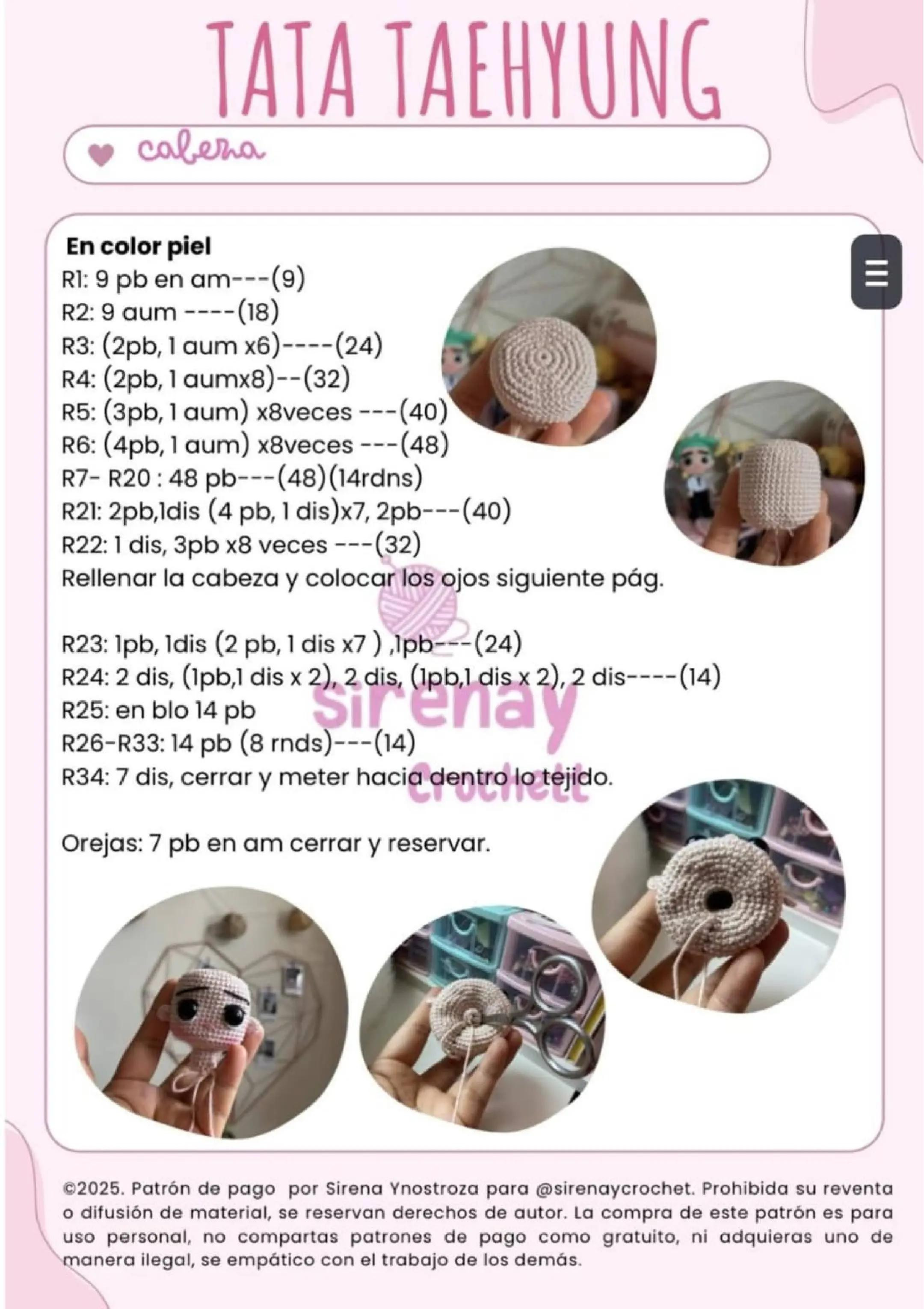 Muñeco de ganchillo Tata Taehyung con traje de lunares