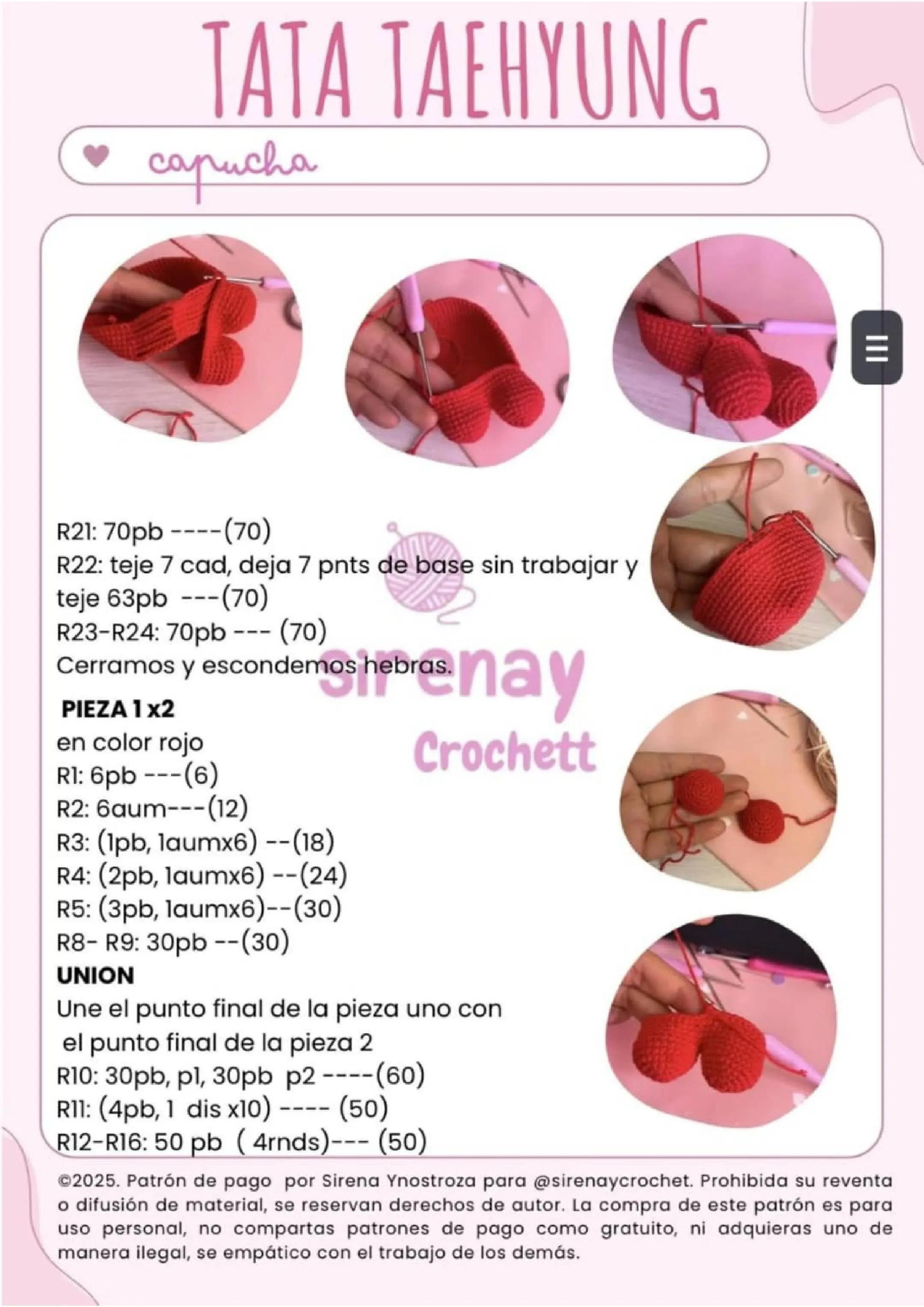 Muñeco de ganchillo Tata Taehyung con traje de lunares