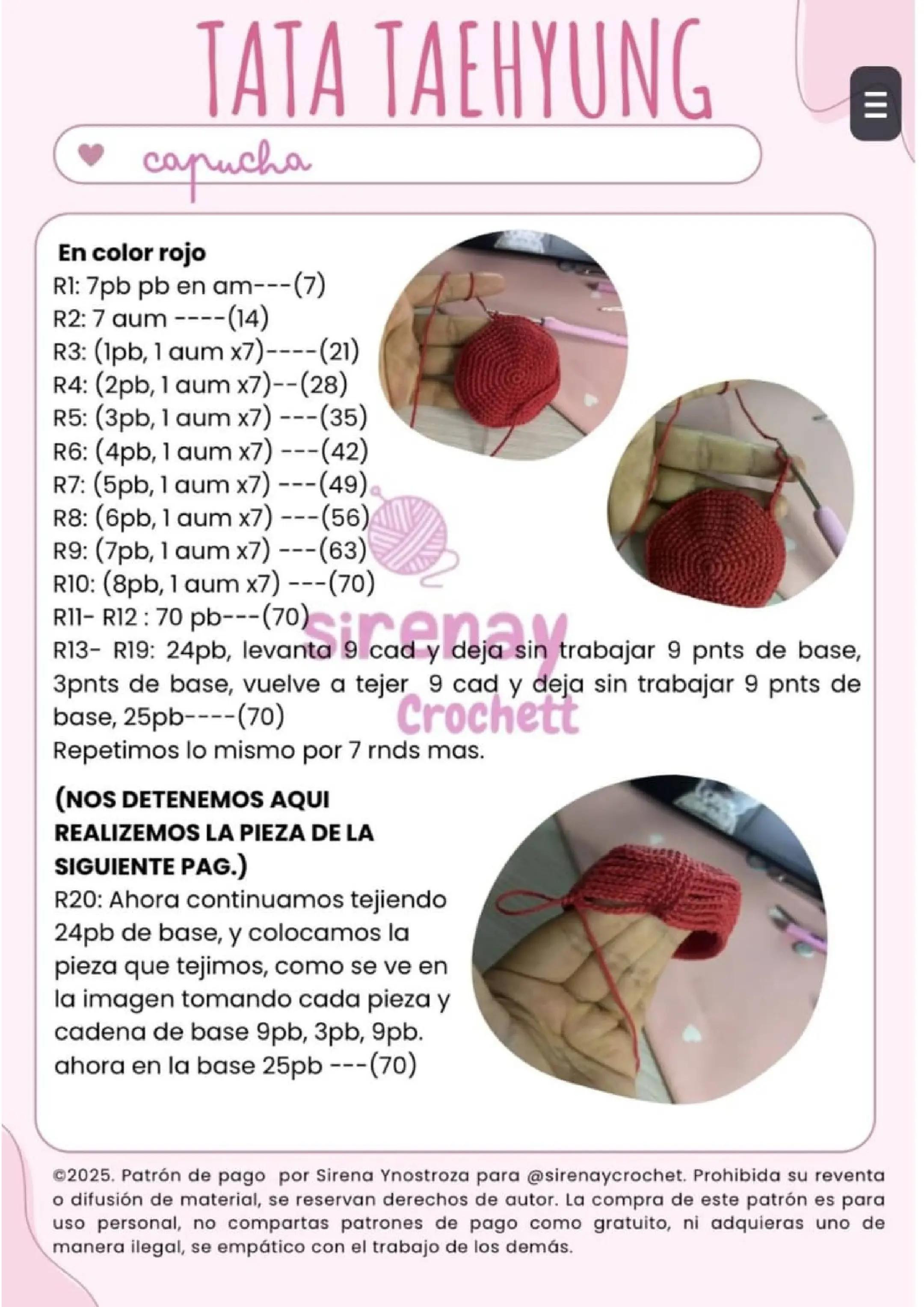 Muñeco de ganchillo Tata Taehyung con traje de lunares