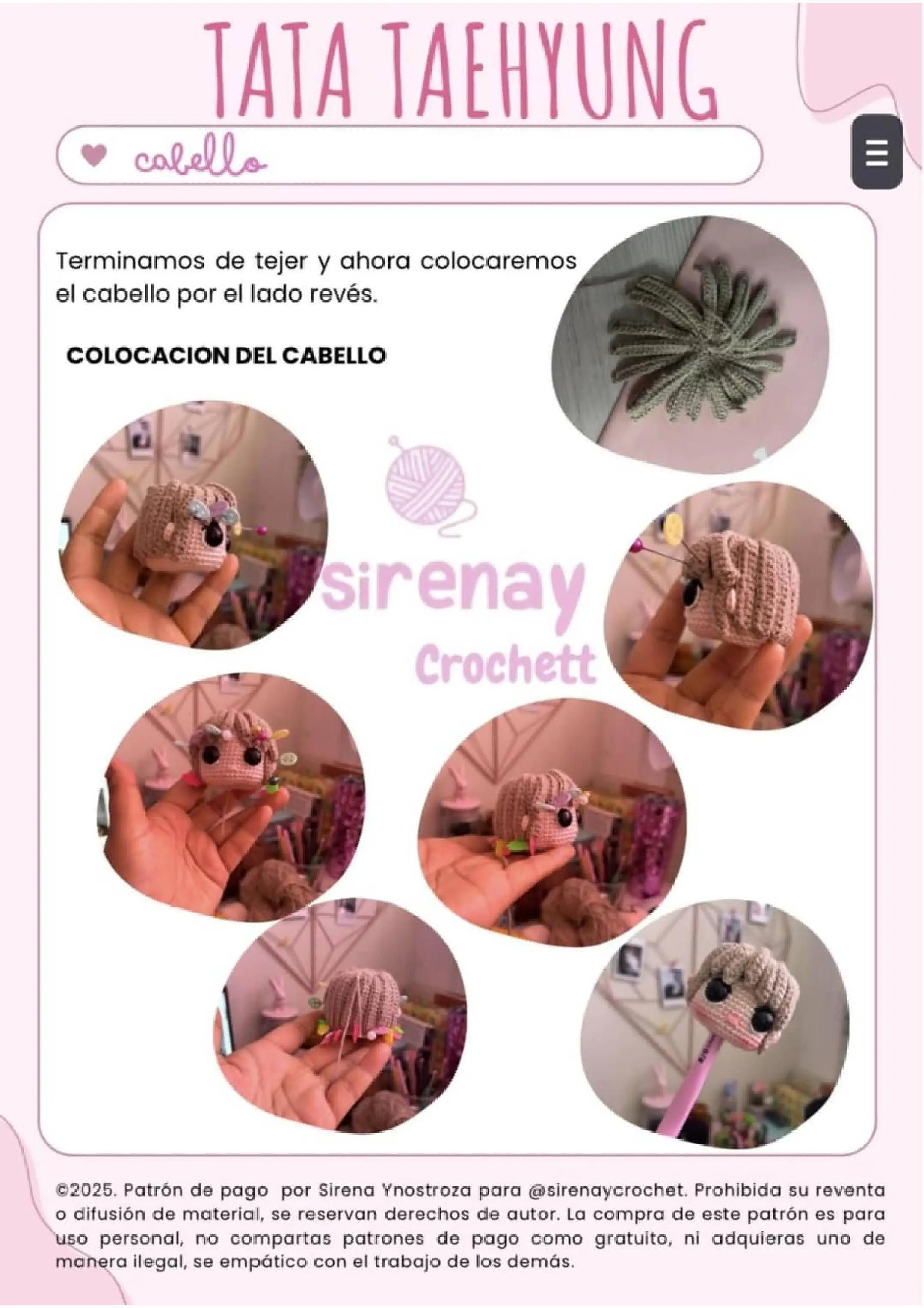 Muñeco de ganchillo Tata Taehyung con traje de lunares