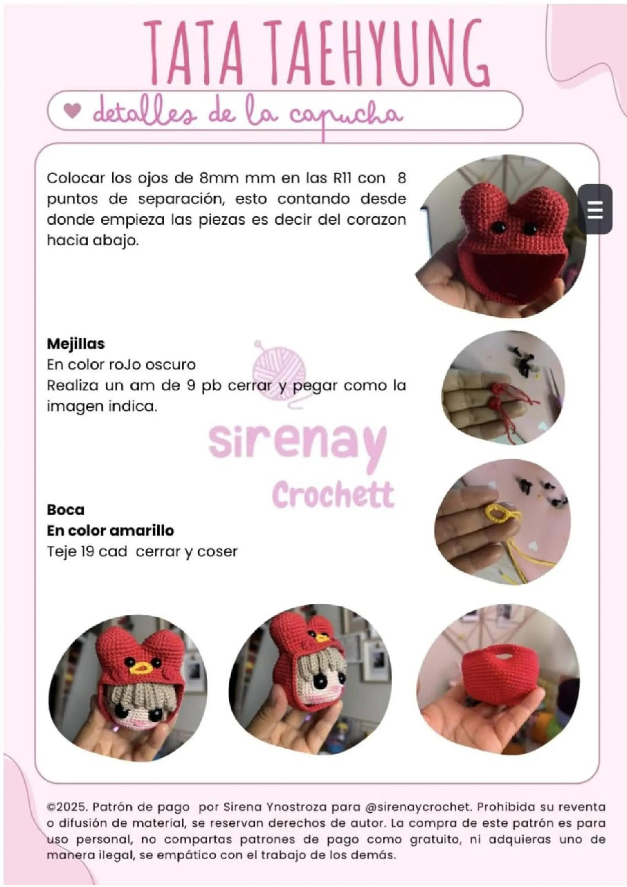 Muñeco de ganchillo Tata Taehyung con traje de lunares