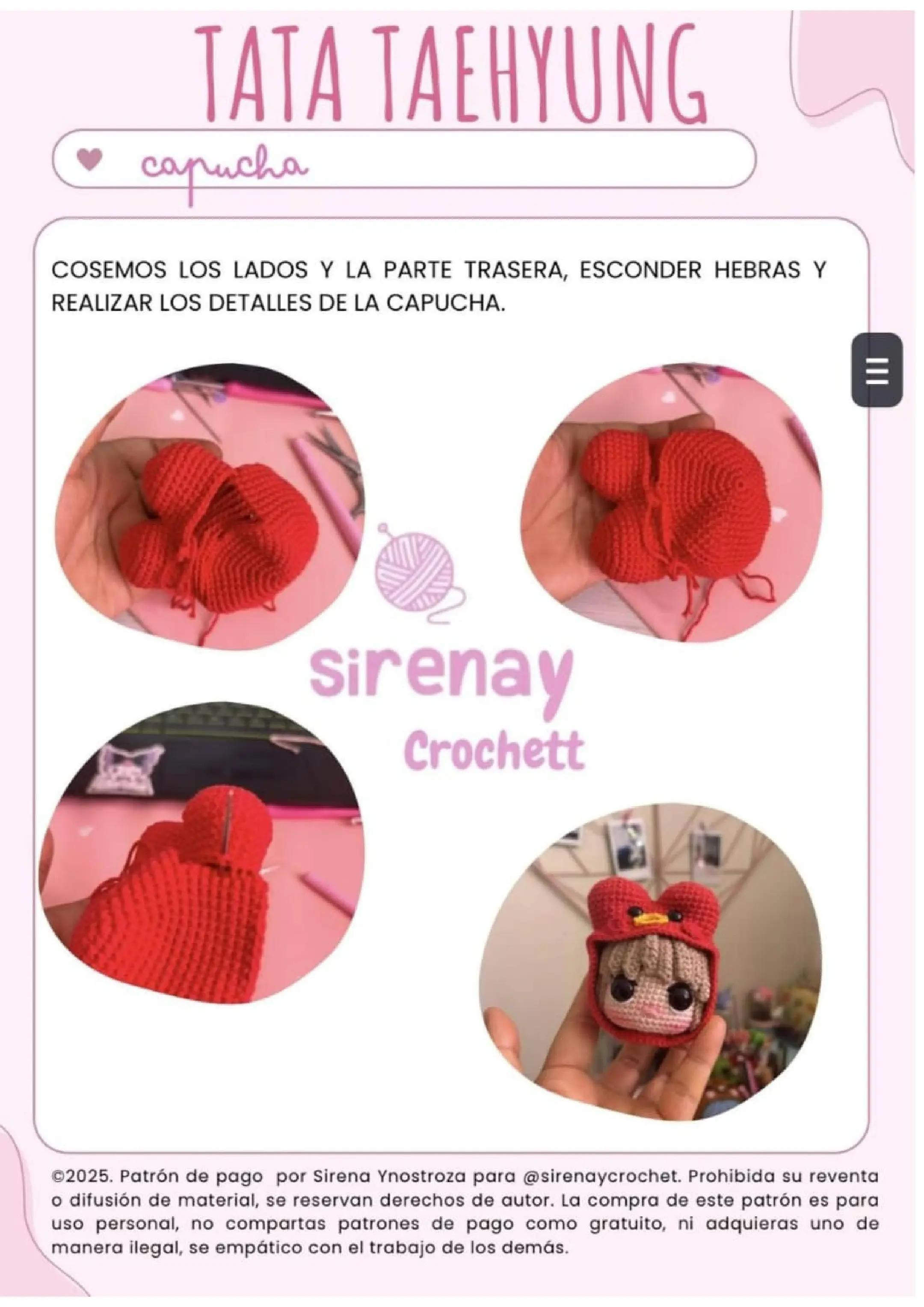 Muñeco de ganchillo Tata Taehyung con traje de lunares