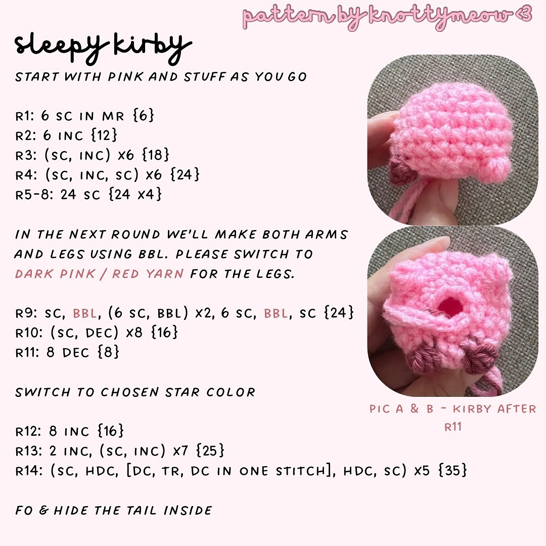 No-Sew 2-in-1 Kirby on a Star Crochet Pattern
