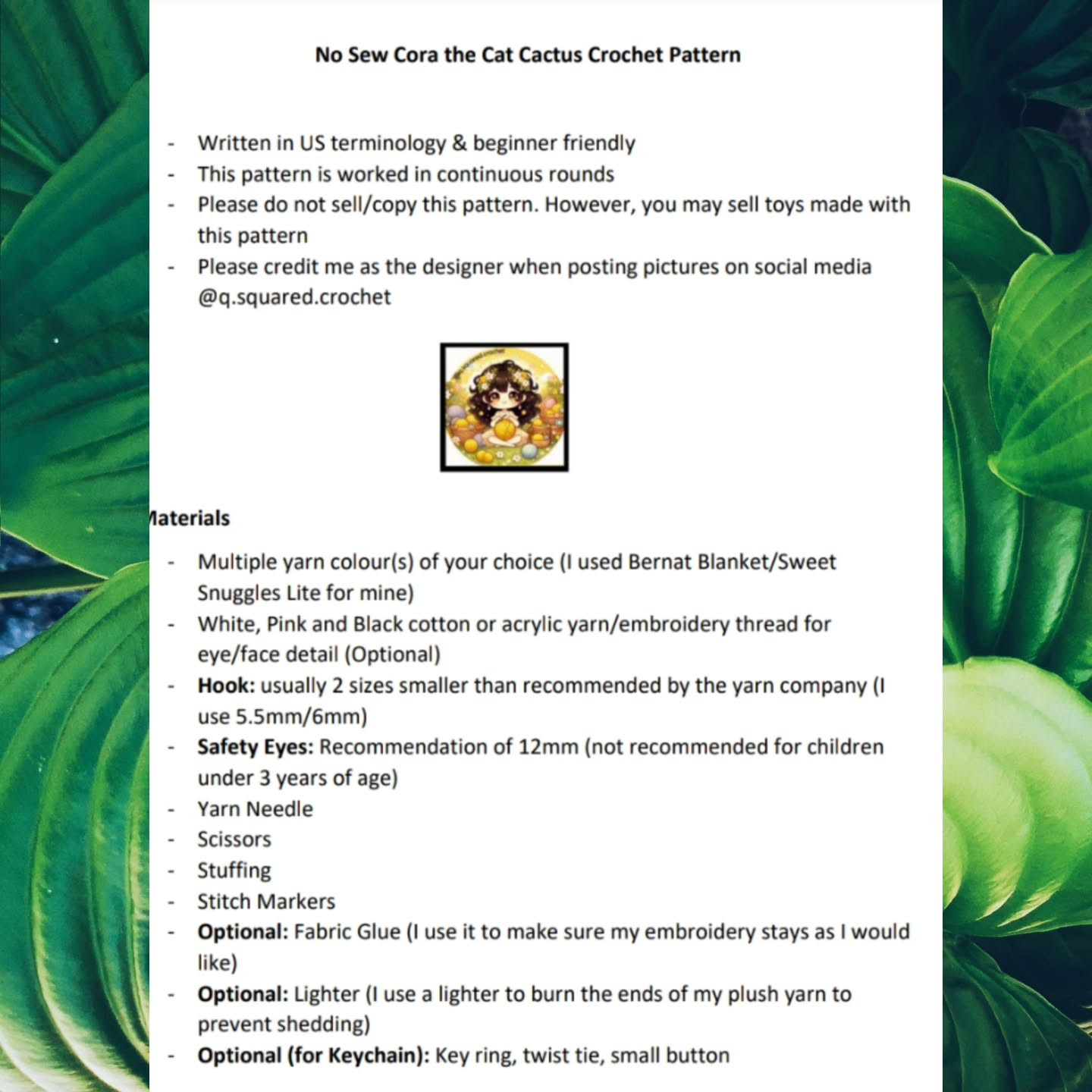 No Sew Cora the Cat Cactus Crochet Pattern