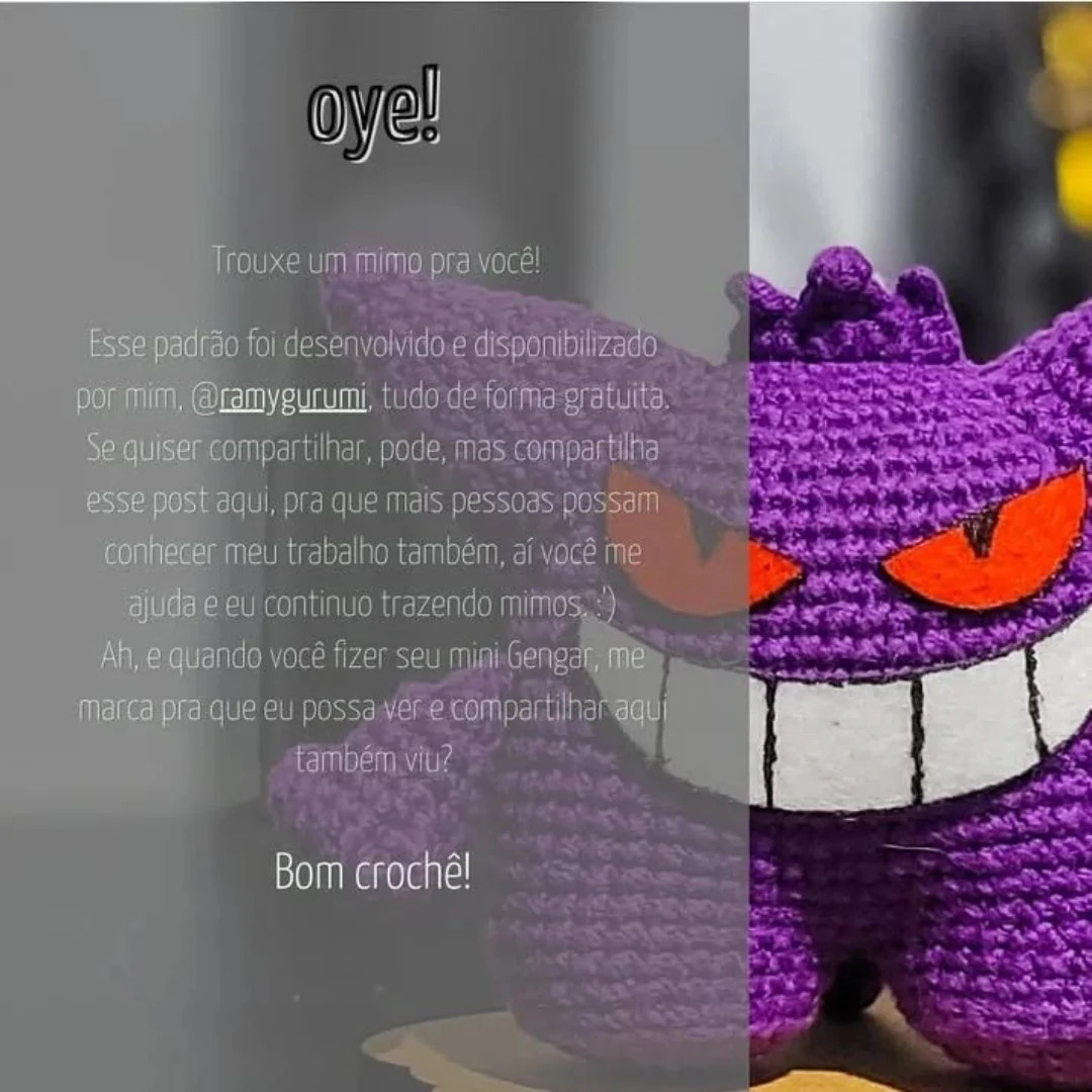 Padrão de Amigurumi Mini Gengar Grátis para Baixar