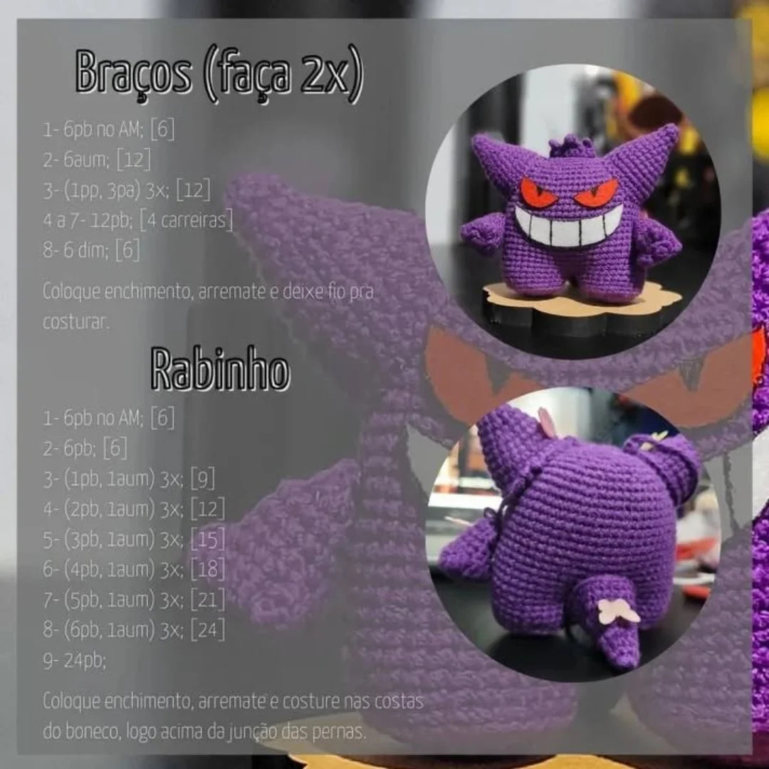 Padrão de Amigurumi Mini Gengar Grátis para Baixar
