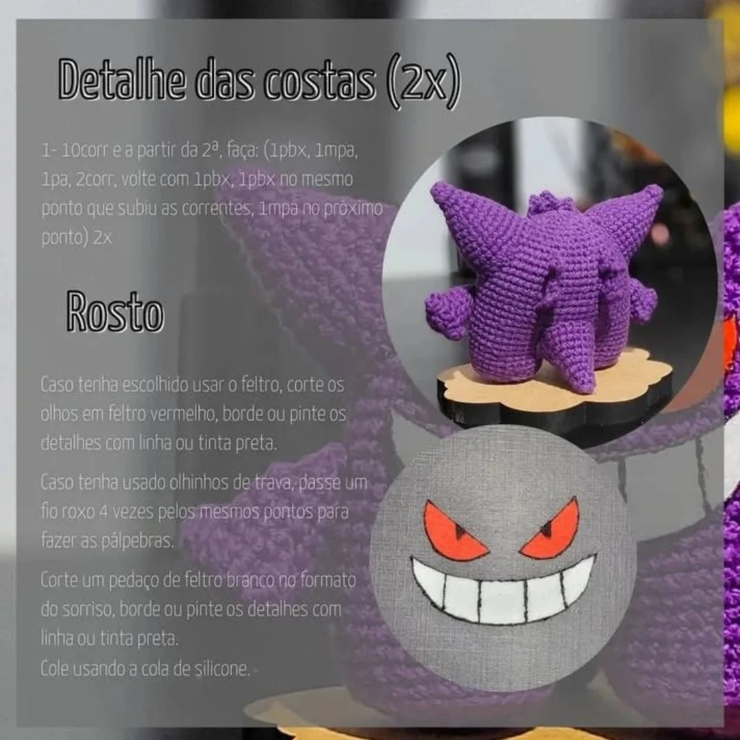 Padrão de Amigurumi Mini Gengar Grátis para Baixar
