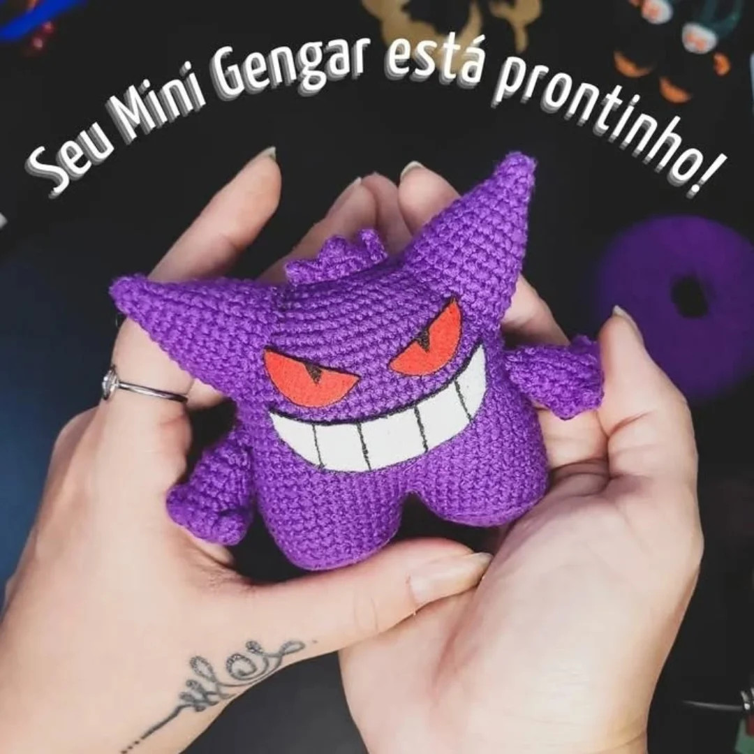 Padrão de Amigurumi Mini Gengar Grátis para Baixar