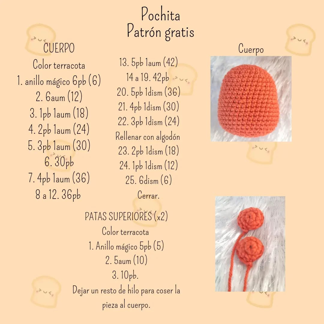 Patrón de amigurumi de Pochita, fácil y detallado para principiantes