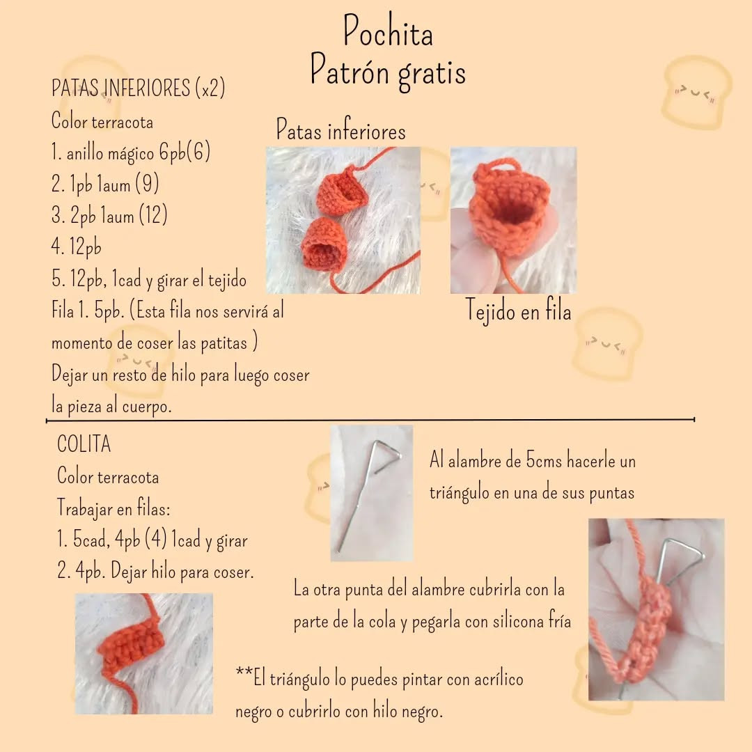 Patrón de amigurumi de Pochita, fácil y detallado para principiantes