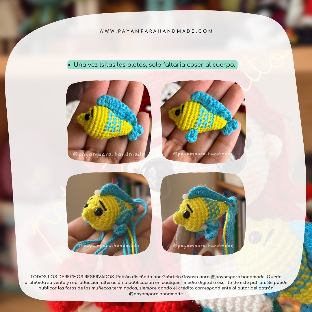 Patrón de amigurumi de sirena con pez gratis