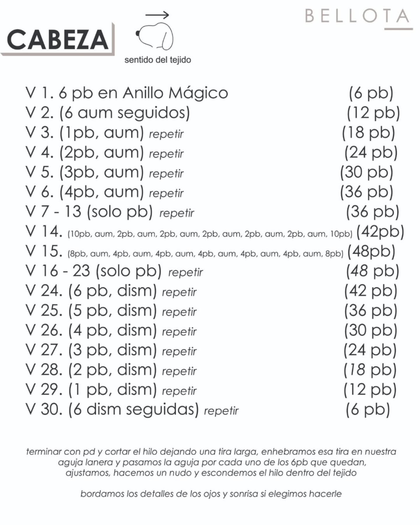 Patrón de amigurumi gratis de Snoopy para principiantes