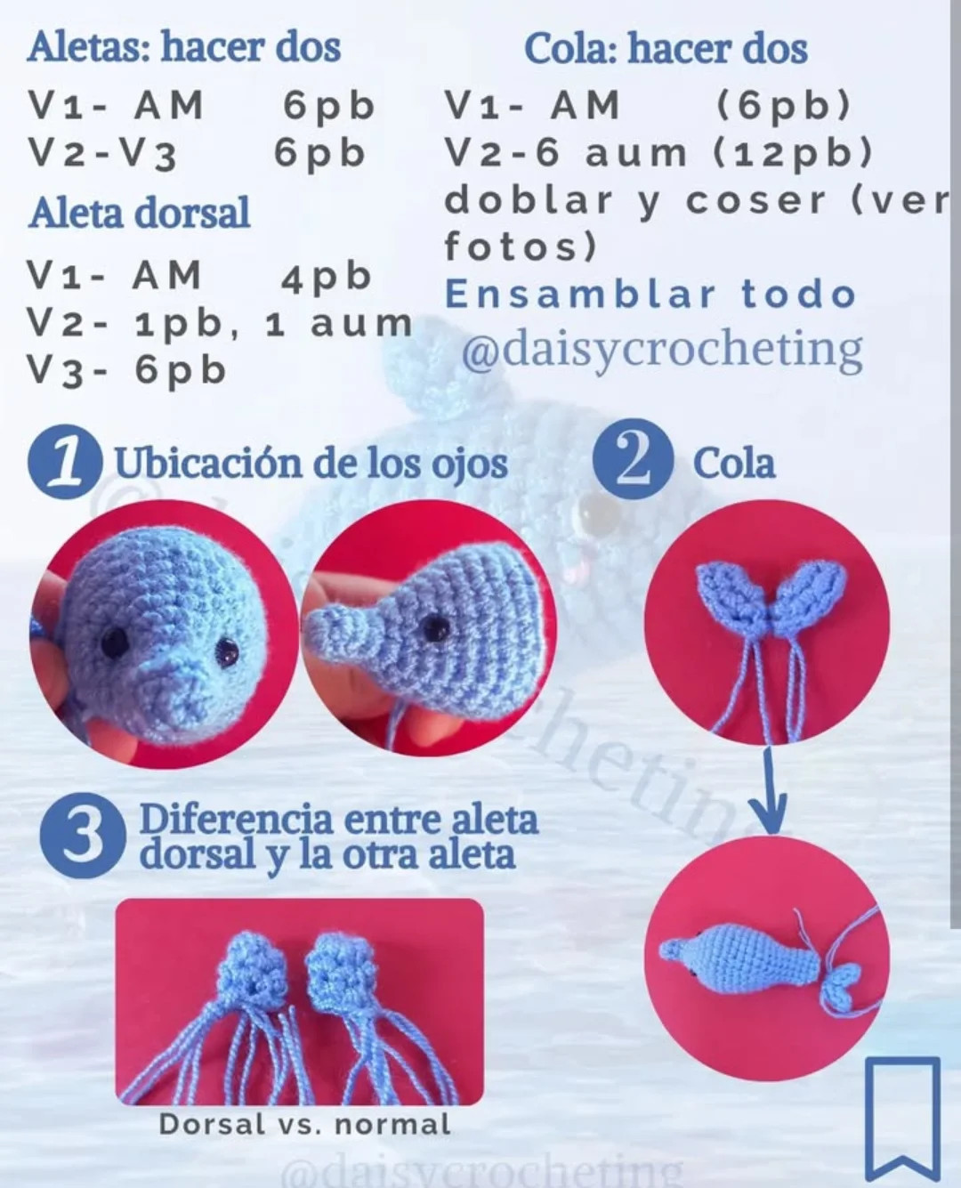 Patrón de crochet gratis: Flippy el delfín adorable