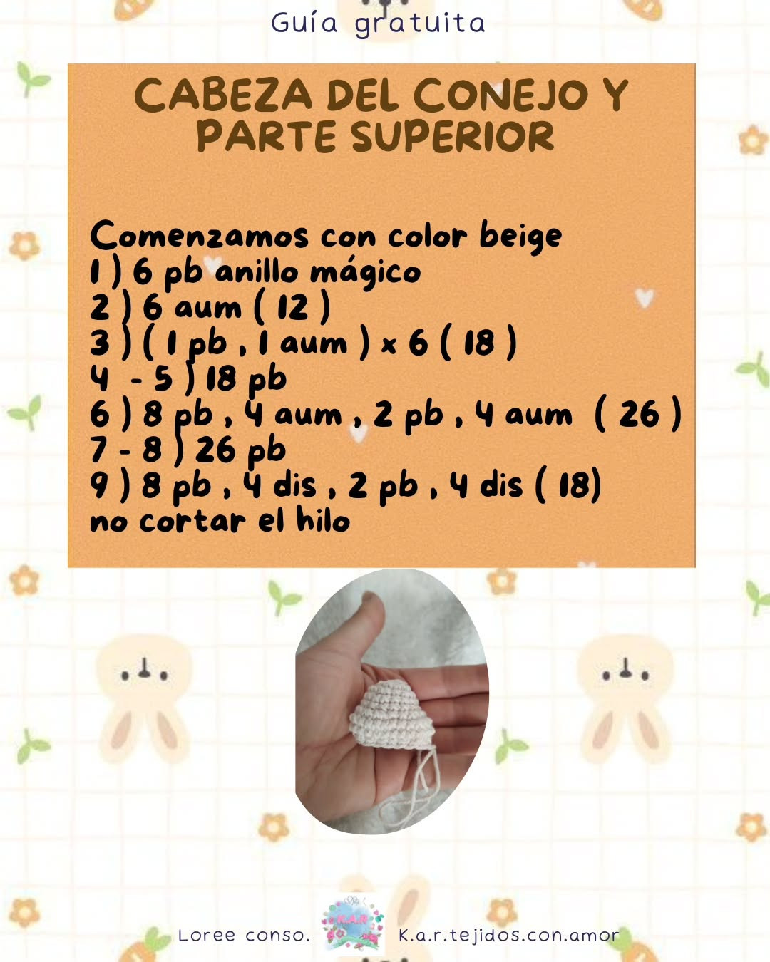 Patrón de crochet gratuito: Corazoncito Conejito adorable