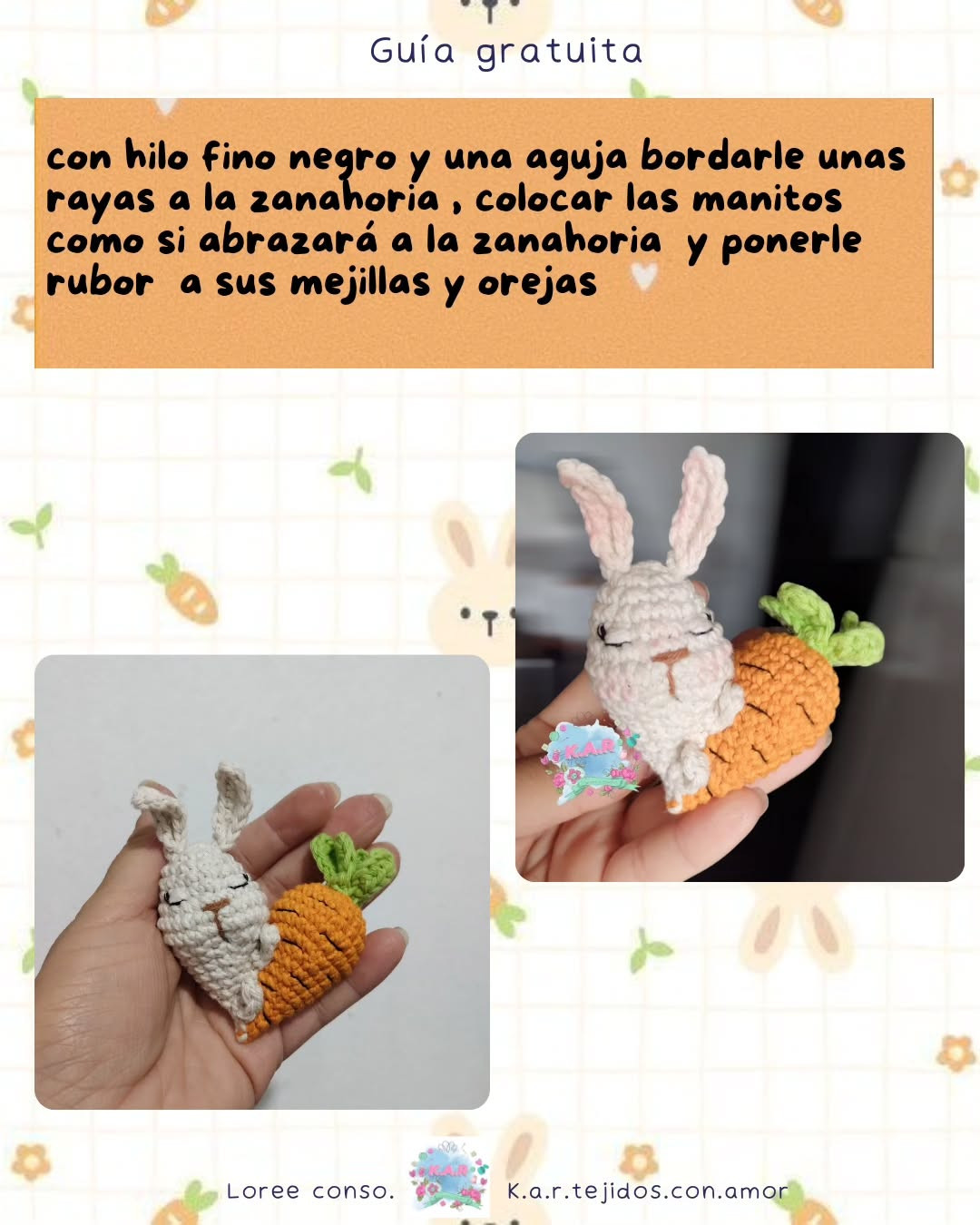 Patrón de crochet gratuito: Corazoncito Conejito adorable