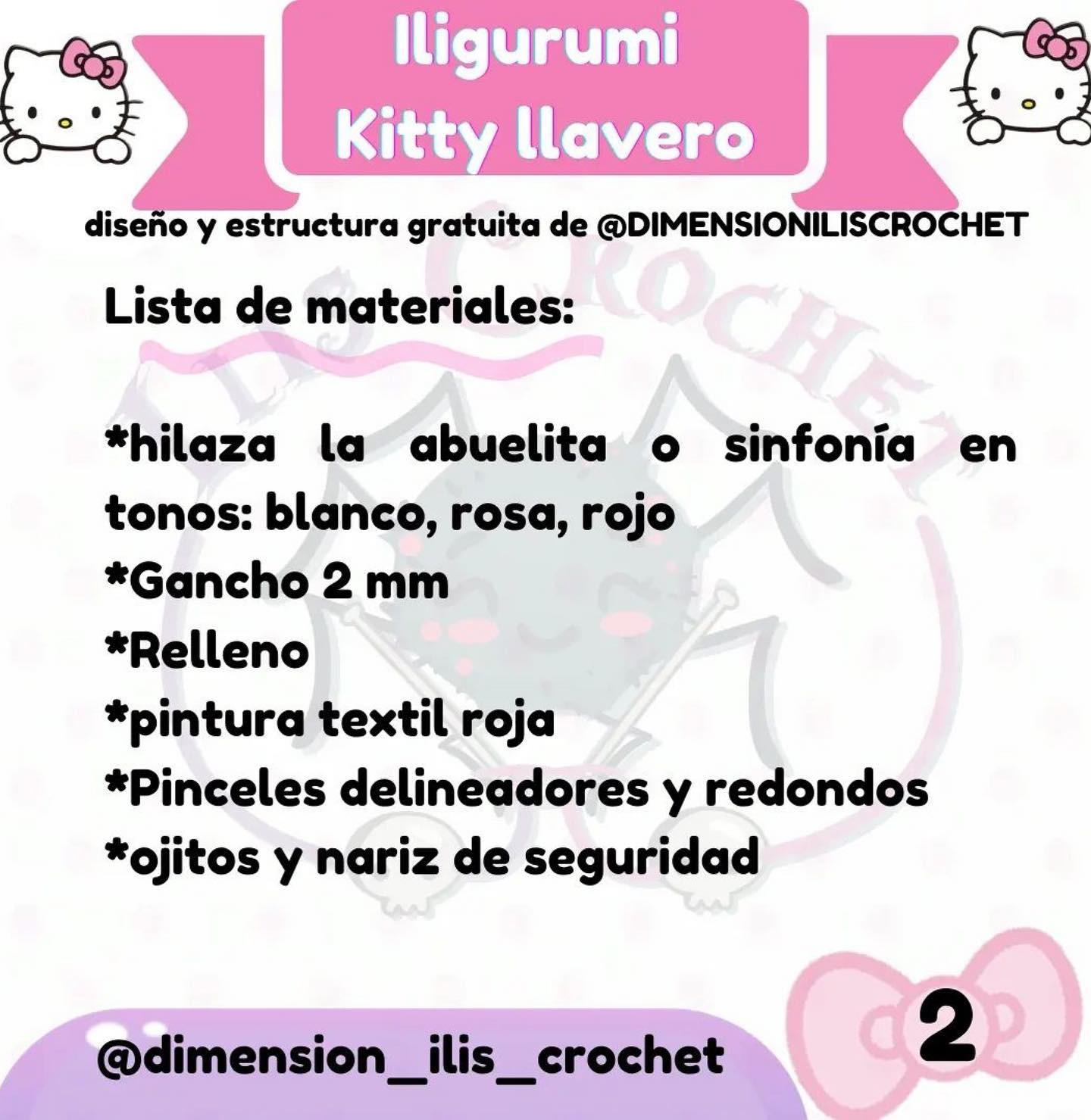 Patrón de llavero amigurumi de gatito adorable