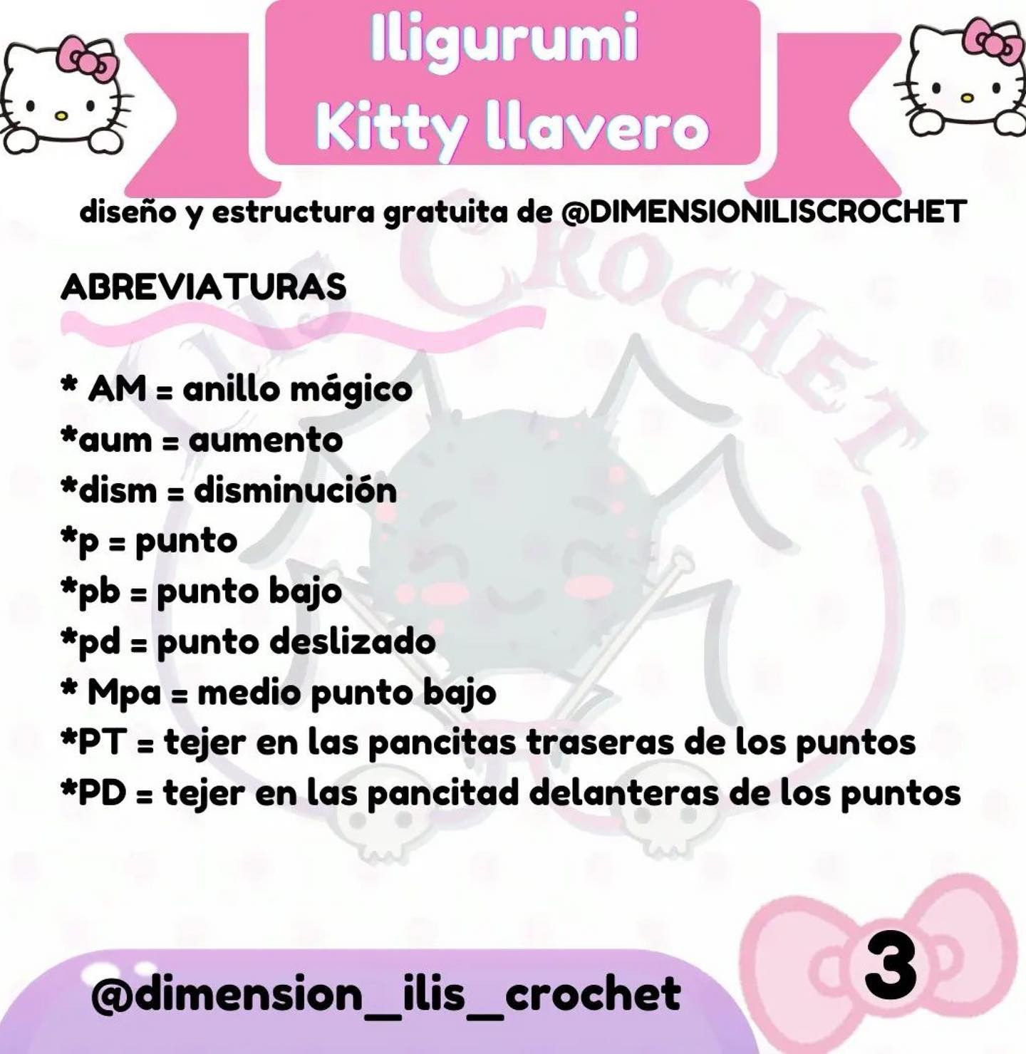 Patrón de llavero amigurumi de gatito adorable