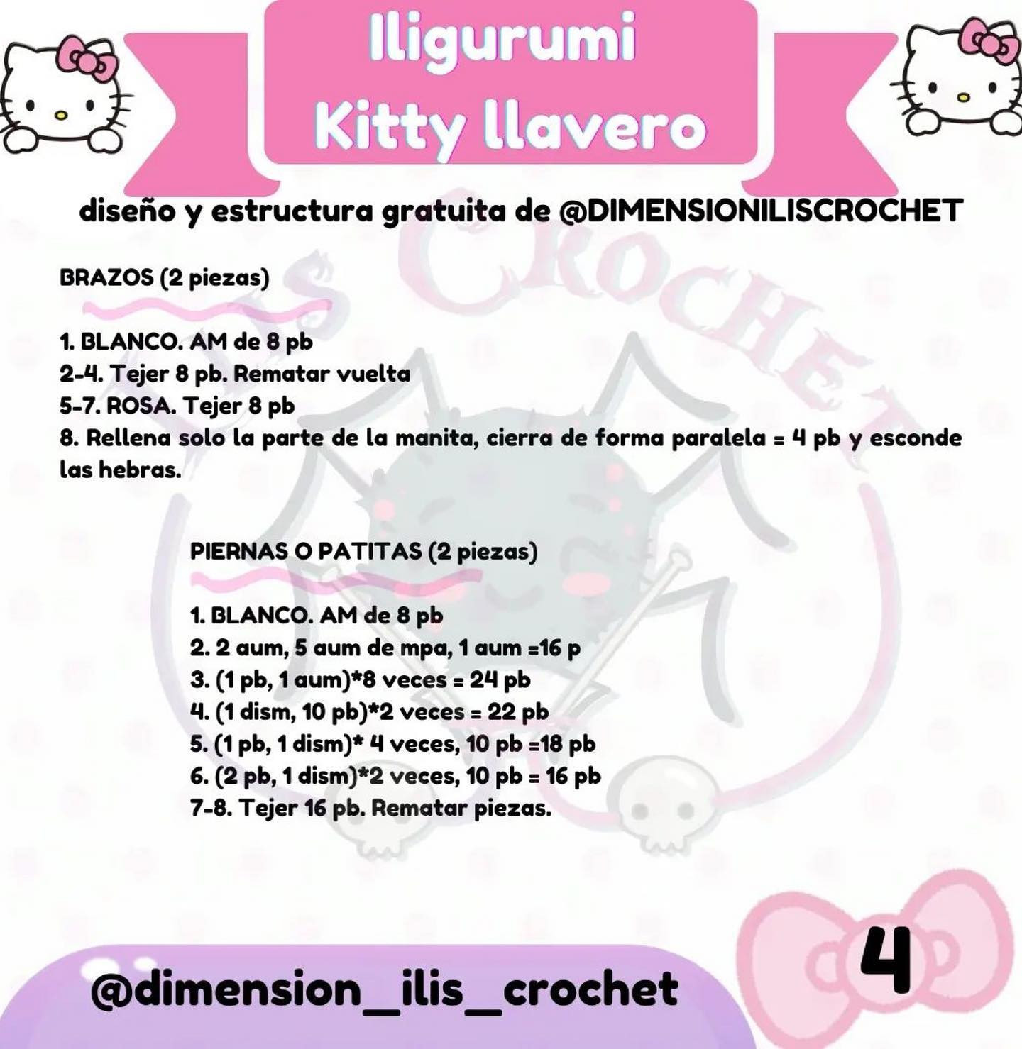 Patrón de llavero amigurumi de gatito adorable