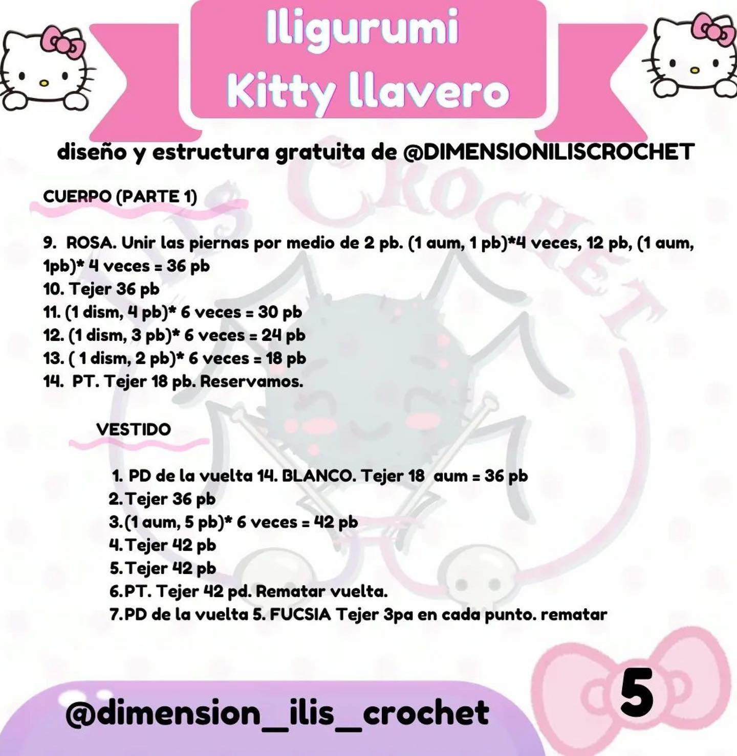 Patrón de llavero amigurumi de gatito adorable