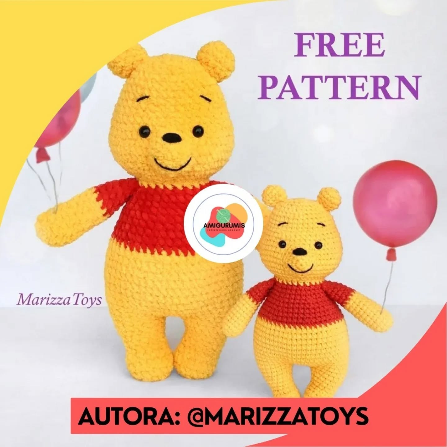 Patrón gratis de amigurumi de Winnie Pooh y globos