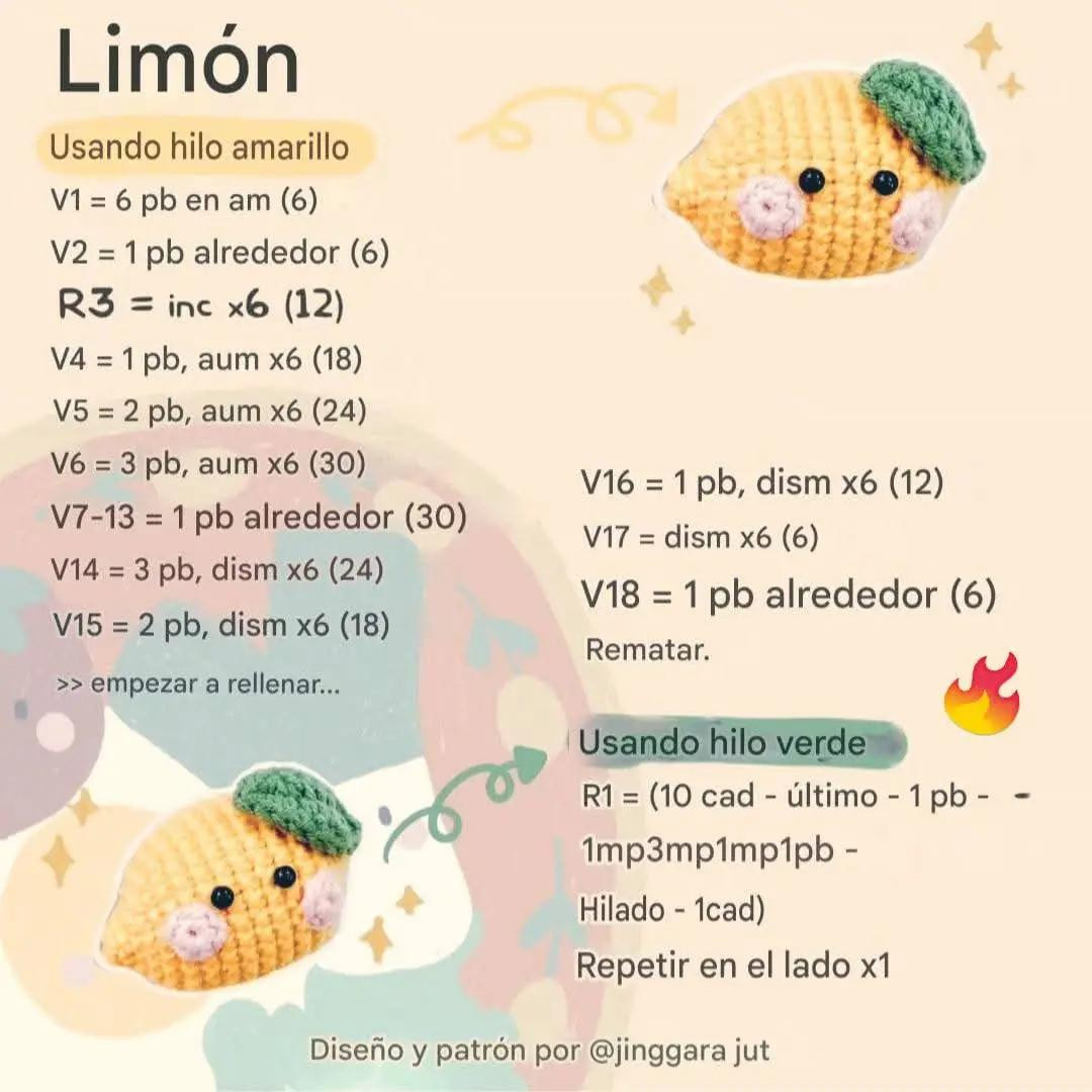 Patrón gratuito de limón amigurumi con diseño adorable