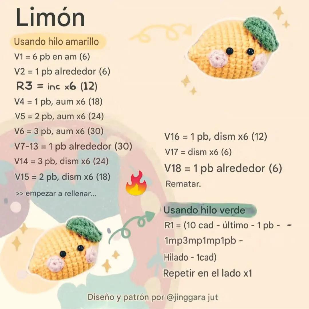 Patrón gratuito de limón amigurumi con diseño adorable
