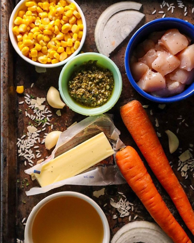 Pesto Chicken and Rice Comfort Soup