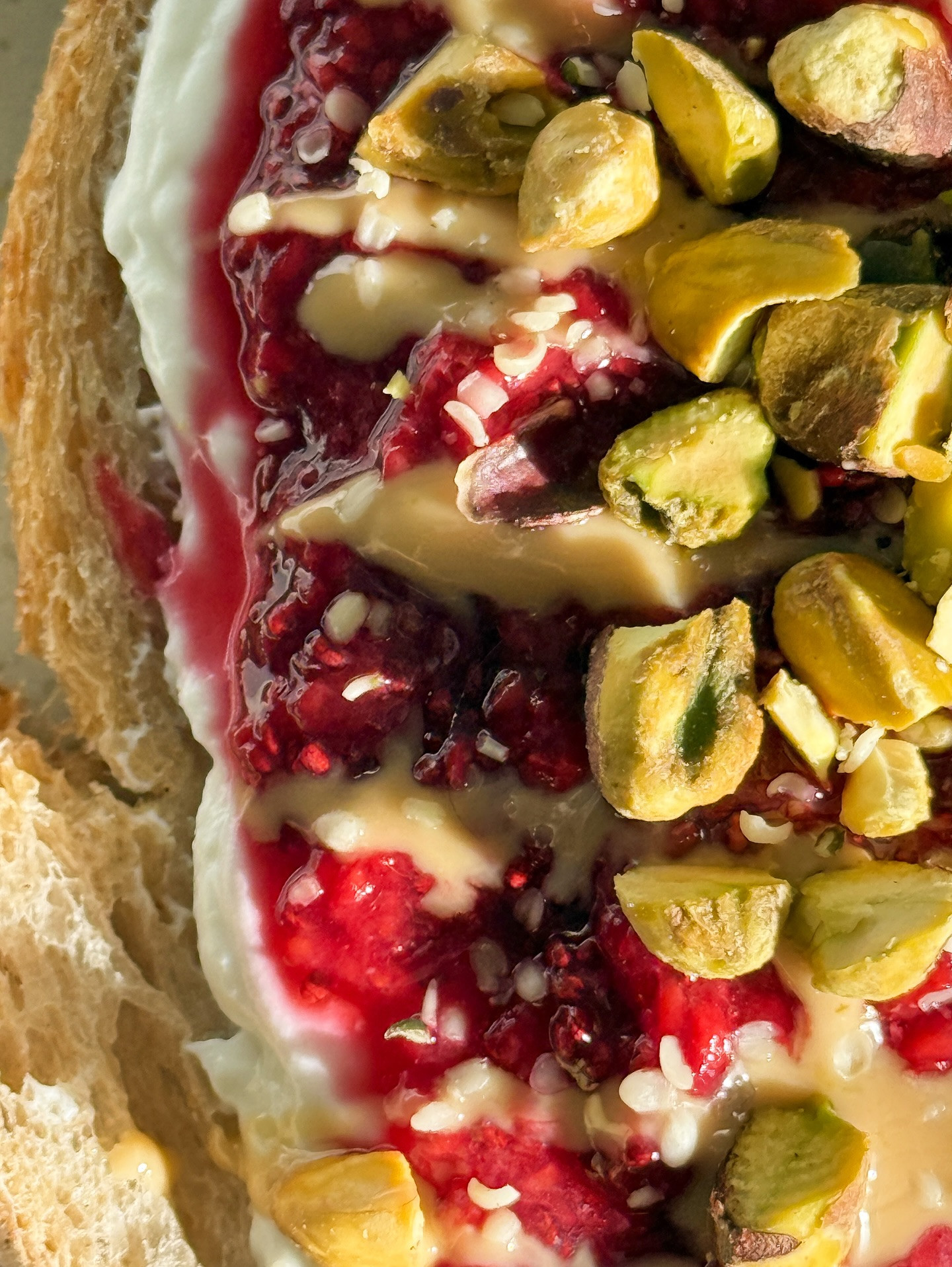 Raspberry Pistachio Delight: A Nutty, Fruity Toast Sensation