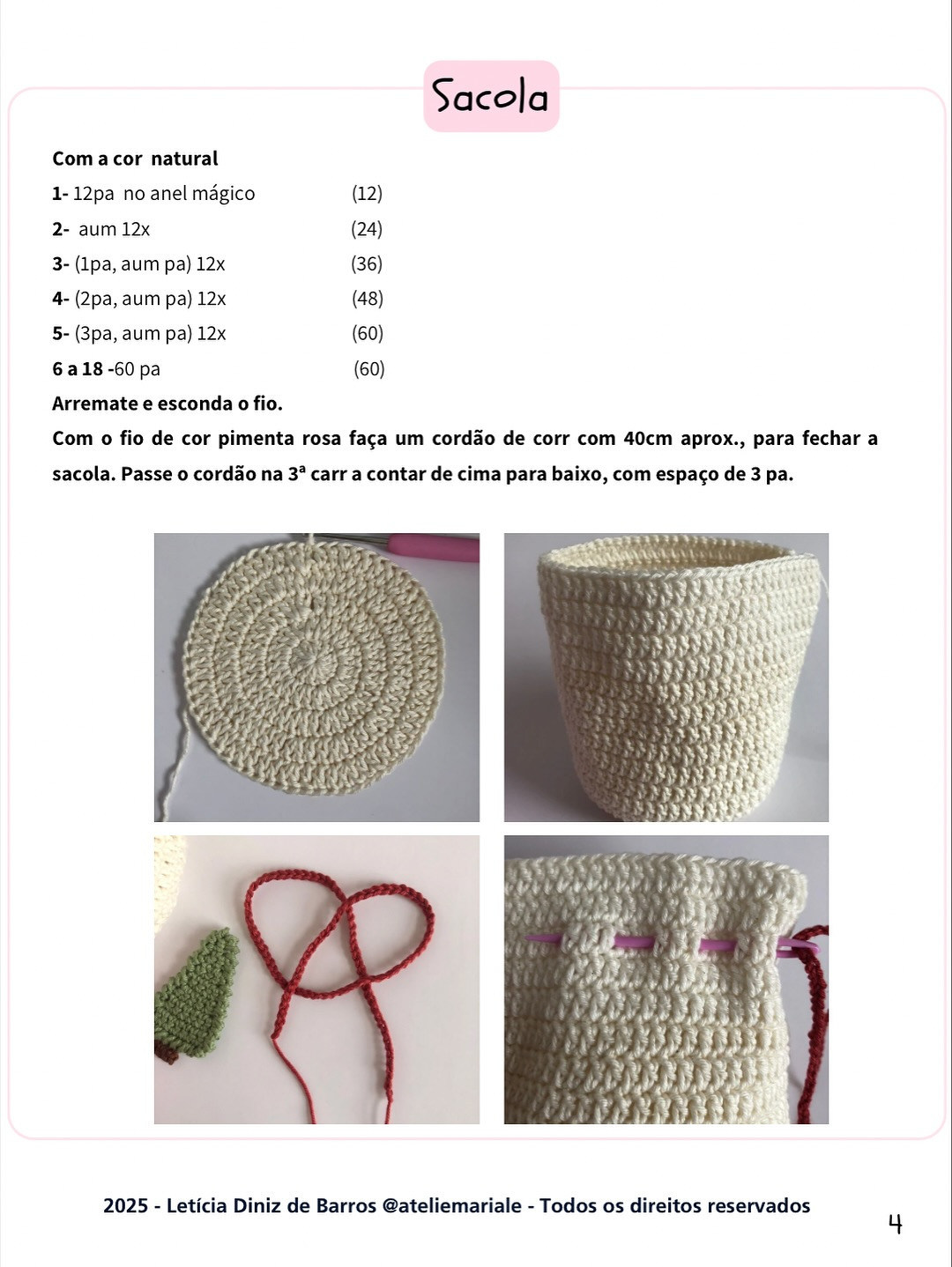 Receita de sacolinha de crochê para doces natalinos.