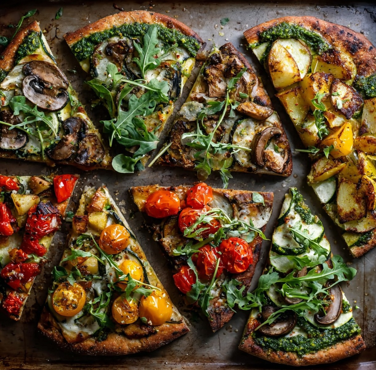 Rustic Pesto Potato Pizzetta Delight