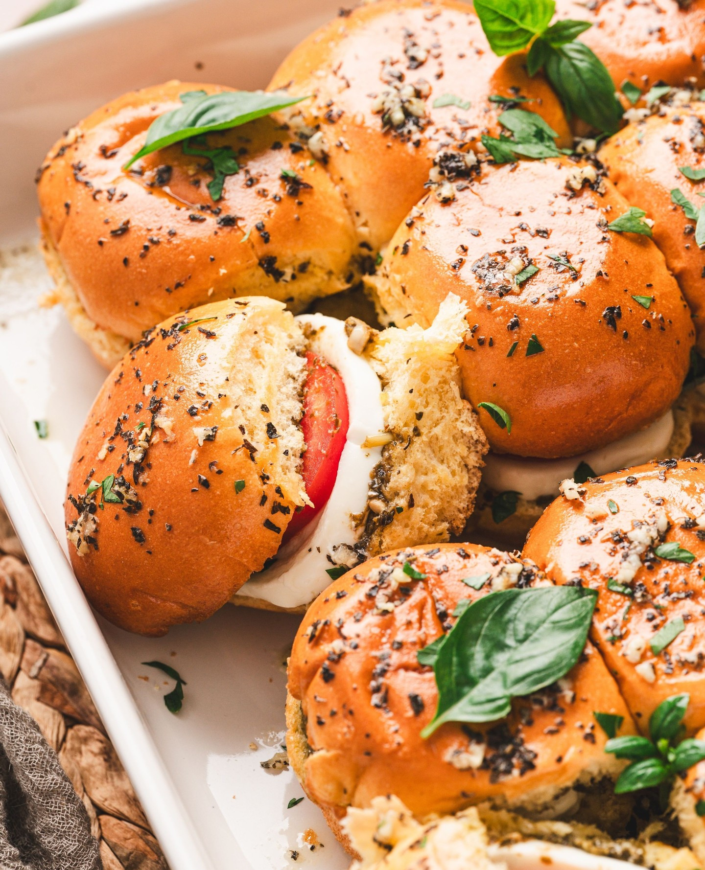 Savory Caprese Sliders with Mozzarella and Basil Delight