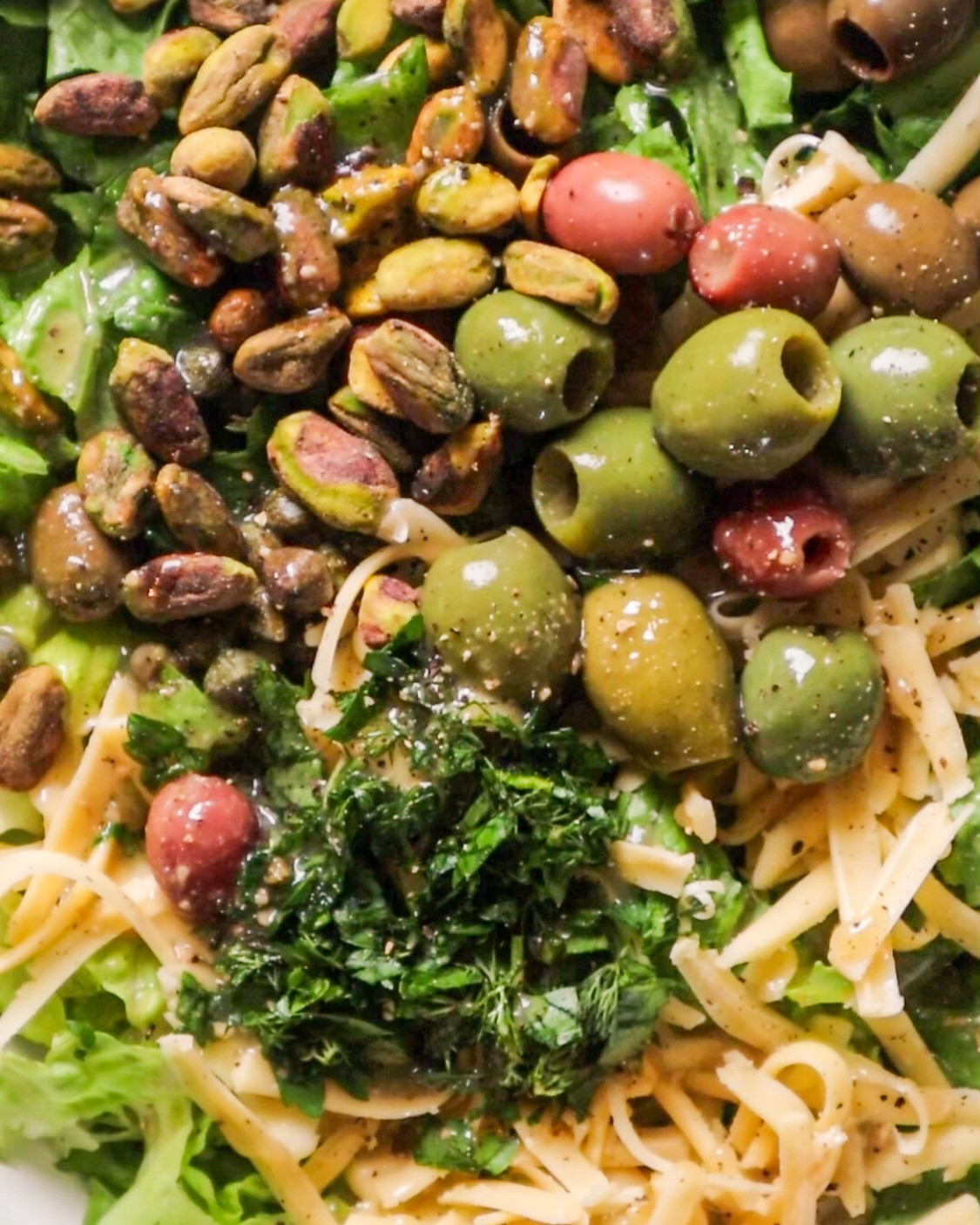 Savory Olive and Gouda Herb Crunch Salad