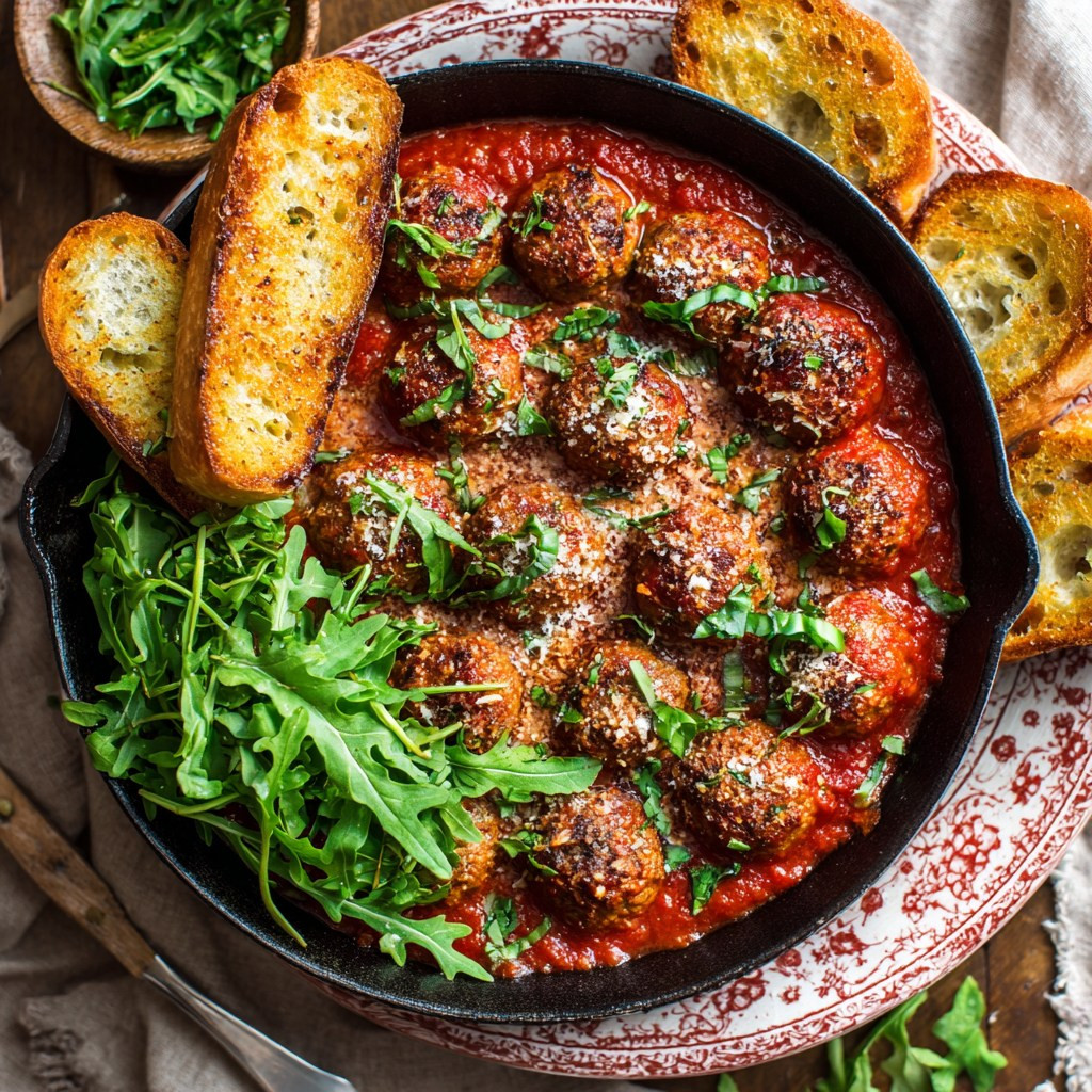 Savory Vegan Mushroom Meatballs with Garlic Bread