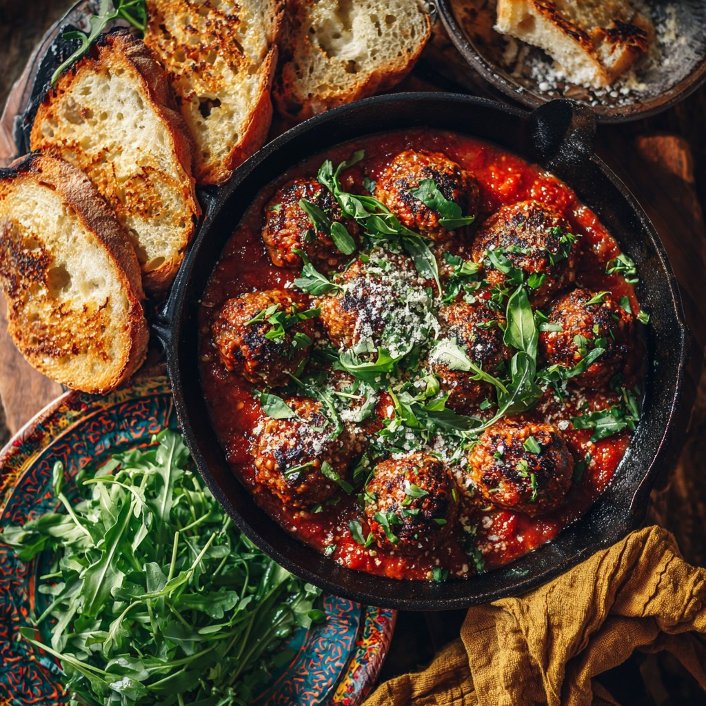 Savory Vegan Mushroom Meatballs with Garlic Bread