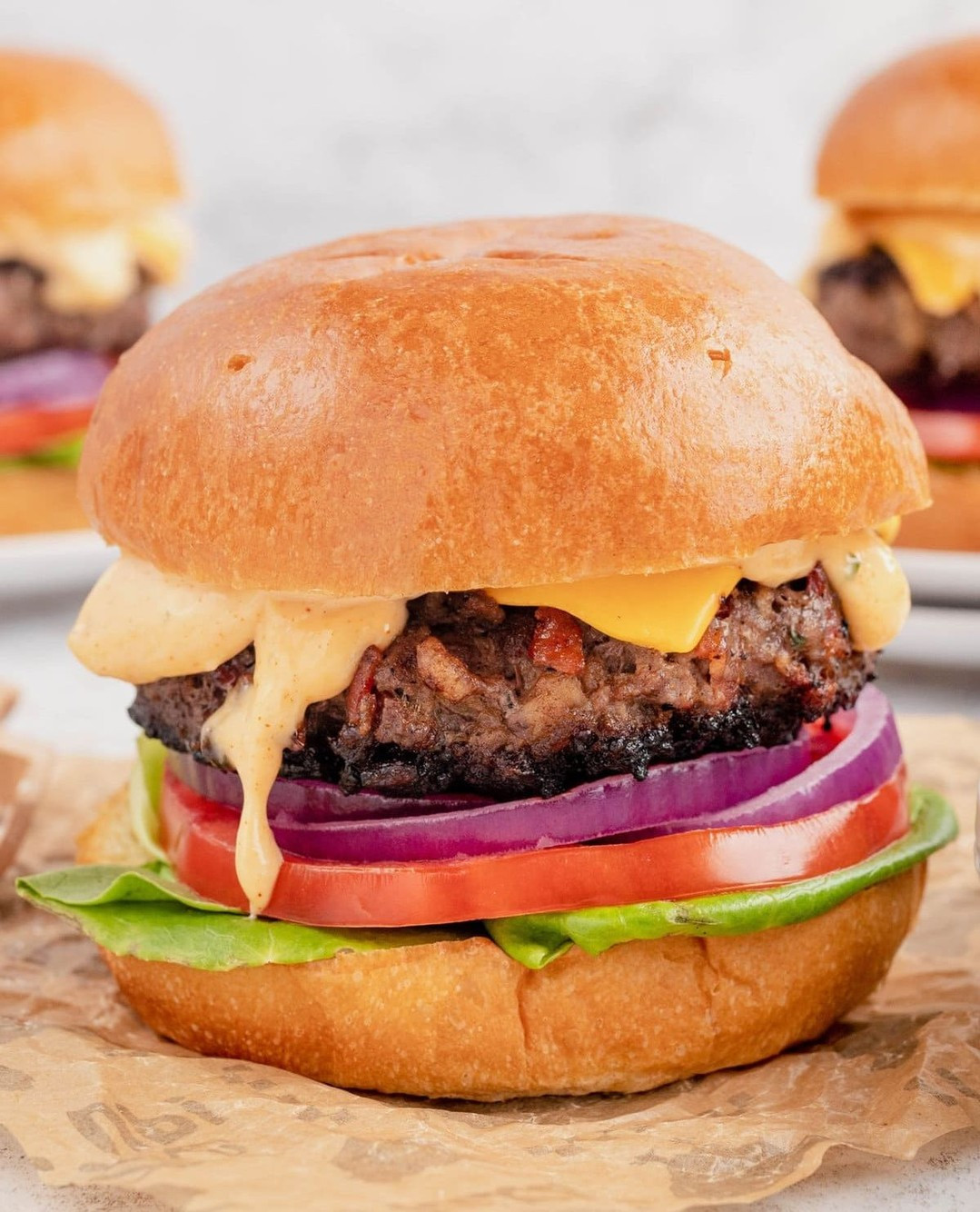 Smoky Bacon Ranch Burgers with Crispy Onion Crunch