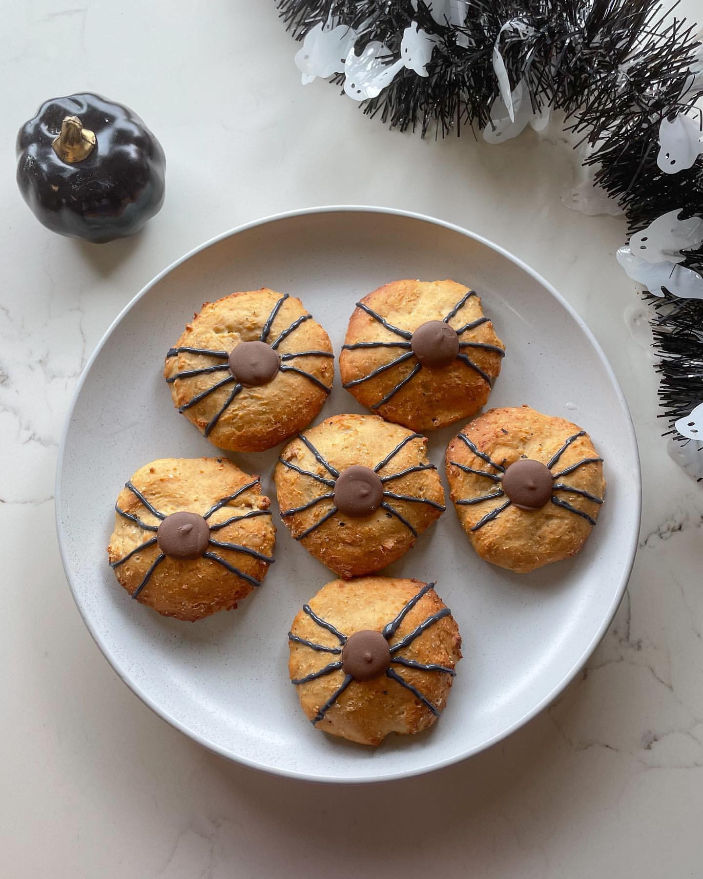 Spooky Protein Spider Cookies for Halloween