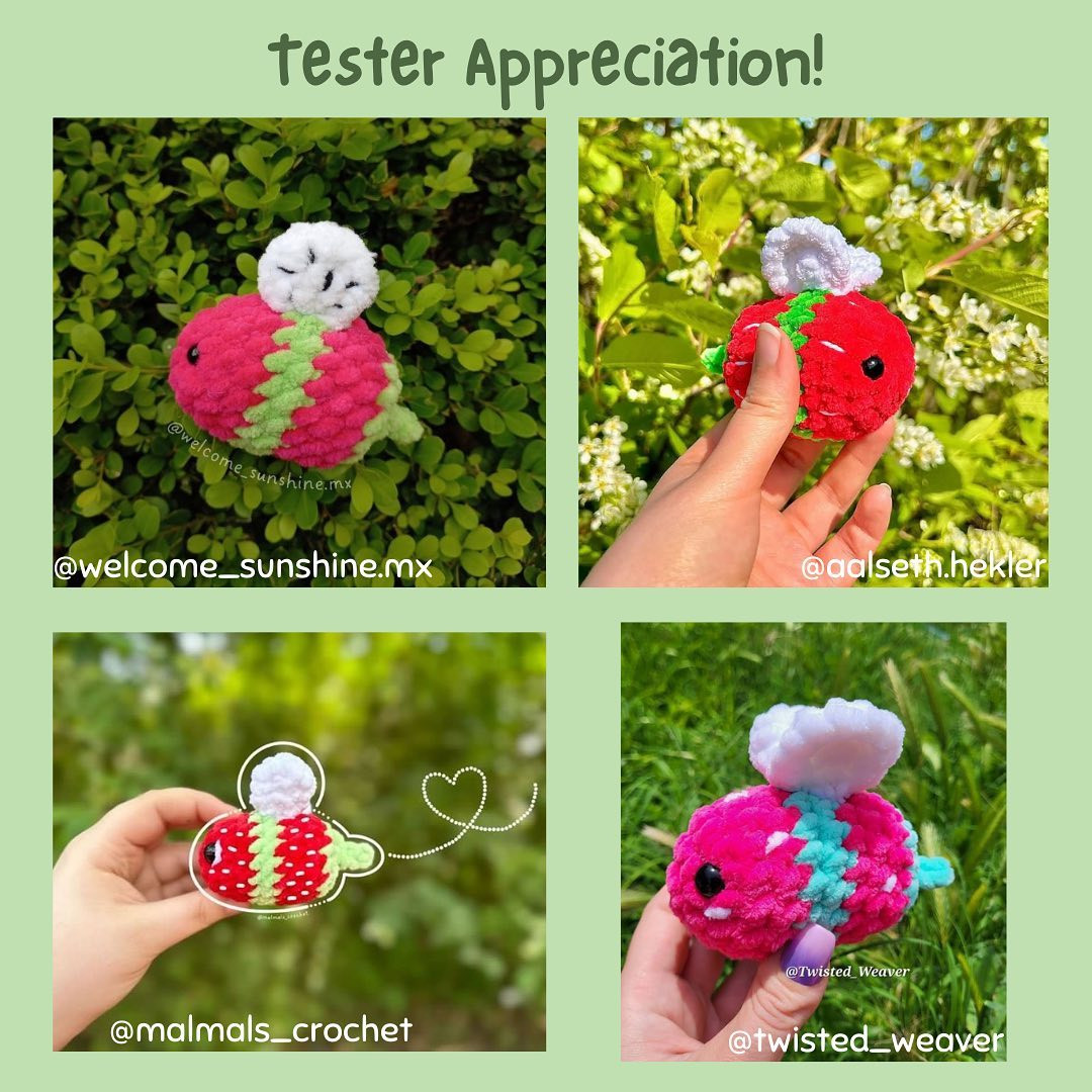 Strawberry Bee Crochet Delight: Sweetness with a Buzz