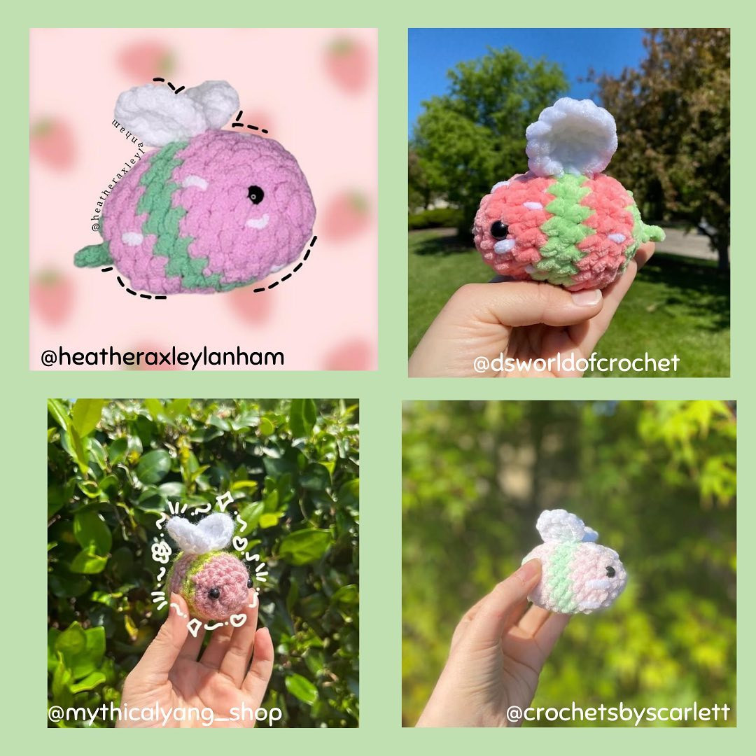 Strawberry Bee Crochet Delight: Sweetness with a Buzz