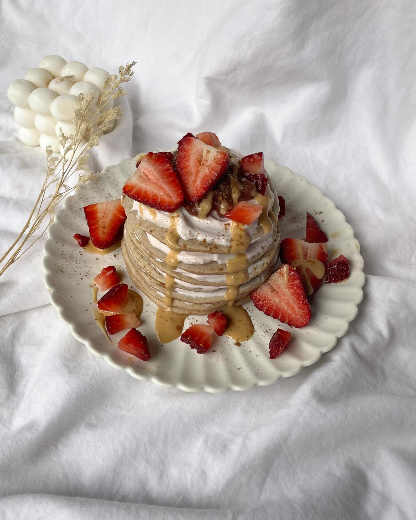 Strawberry Peanut Butter Protein Pancake Delight