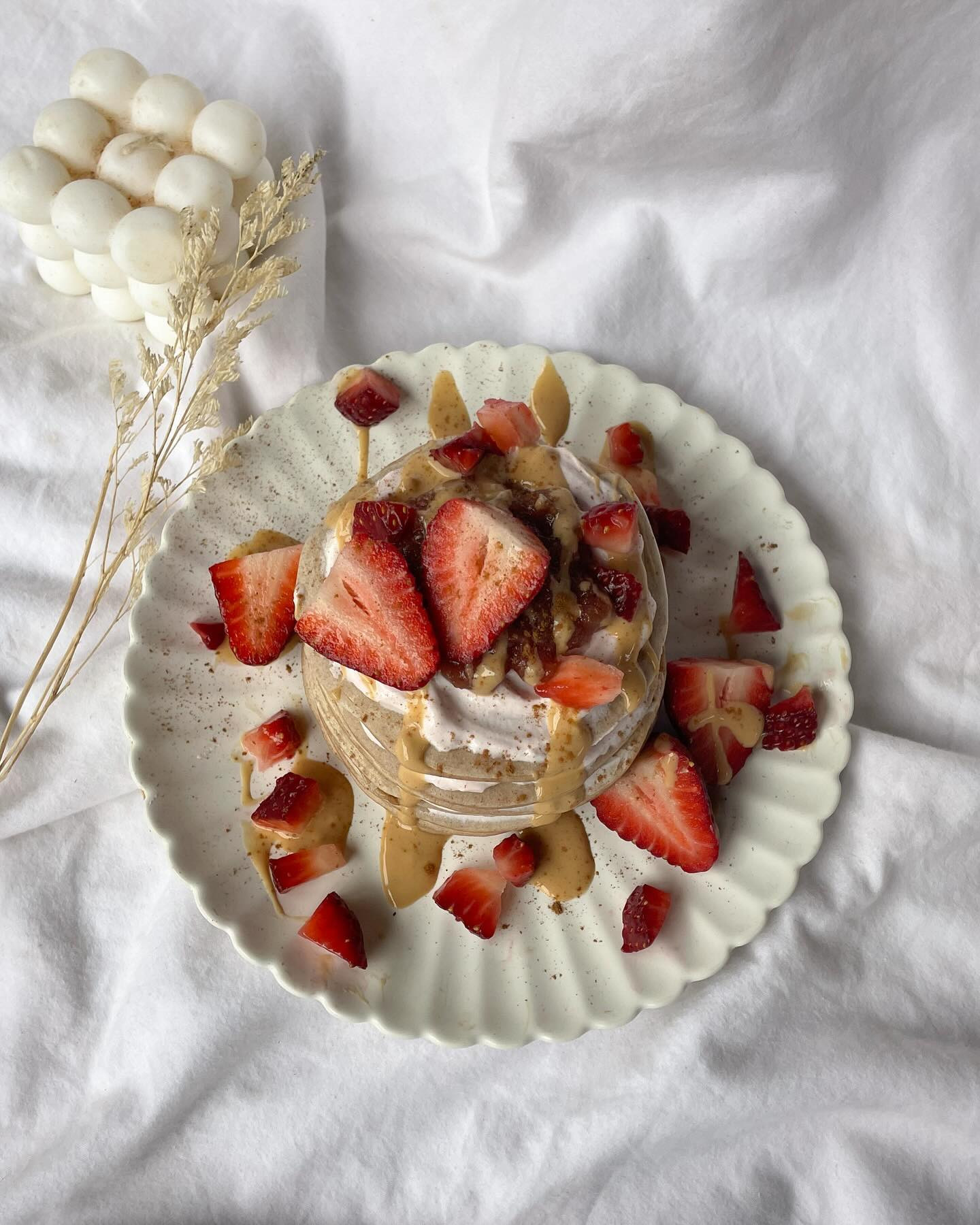 Strawberry Peanut Butter Protein Pancake Delight