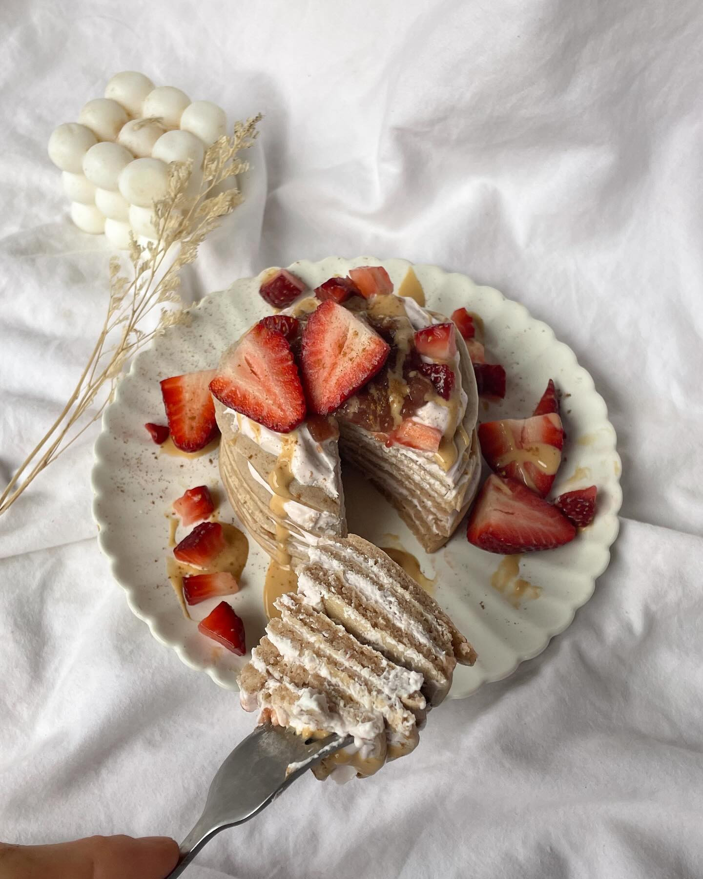 Strawberry Peanut Butter Protein Pancake Delight