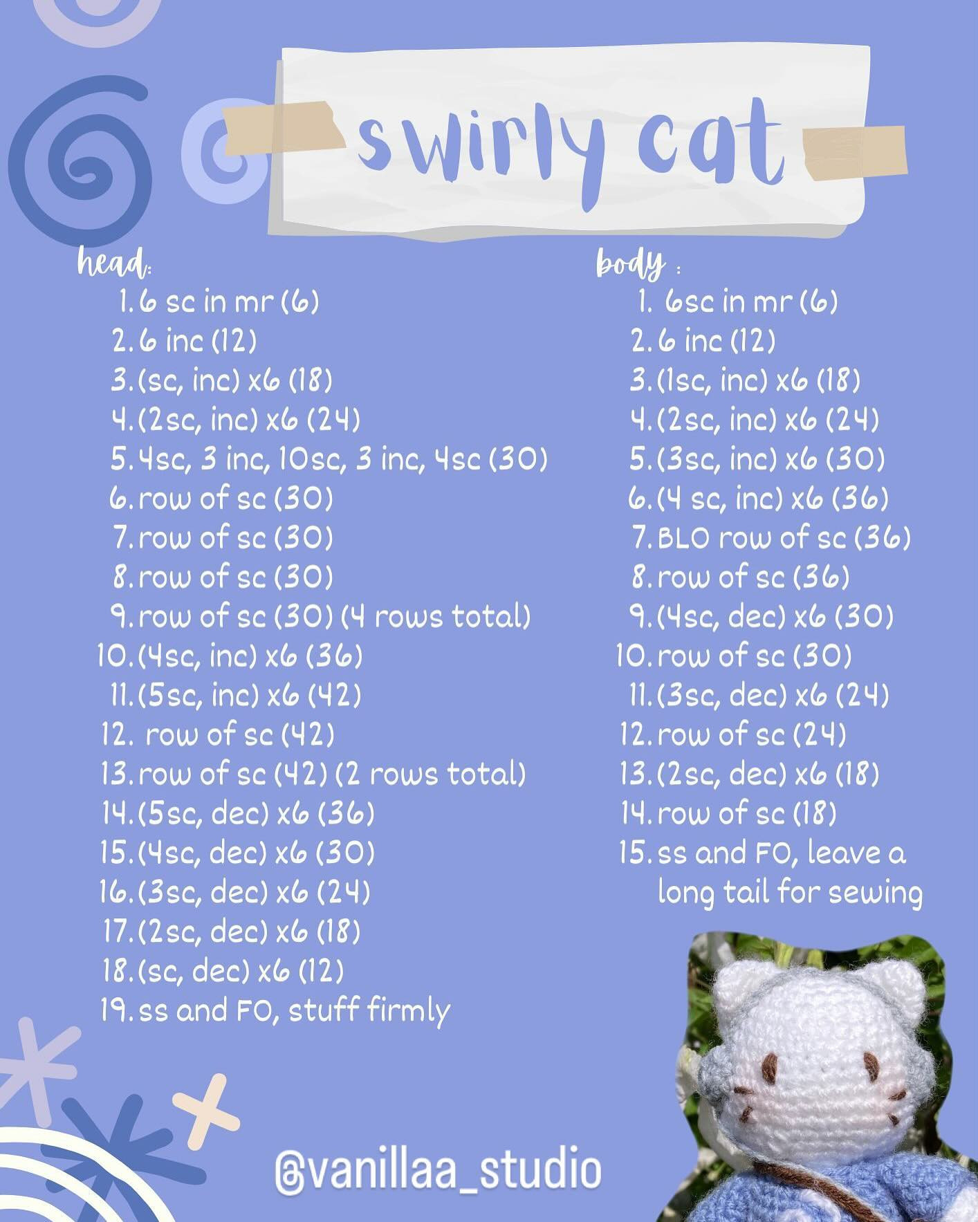 Swirly Cat Crochet Pattern: Free 2-in-1 Chibi Keychain