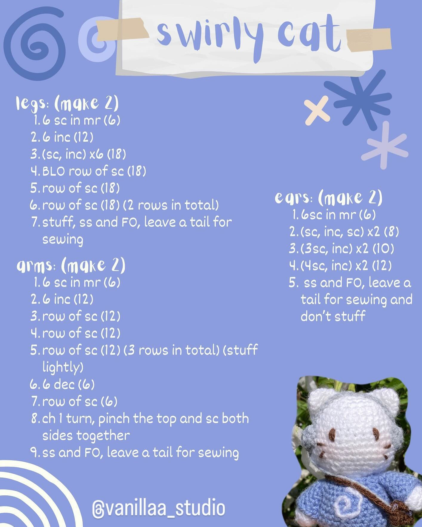 Swirly Cat Crochet Pattern: Free 2-in-1 Chibi Keychain