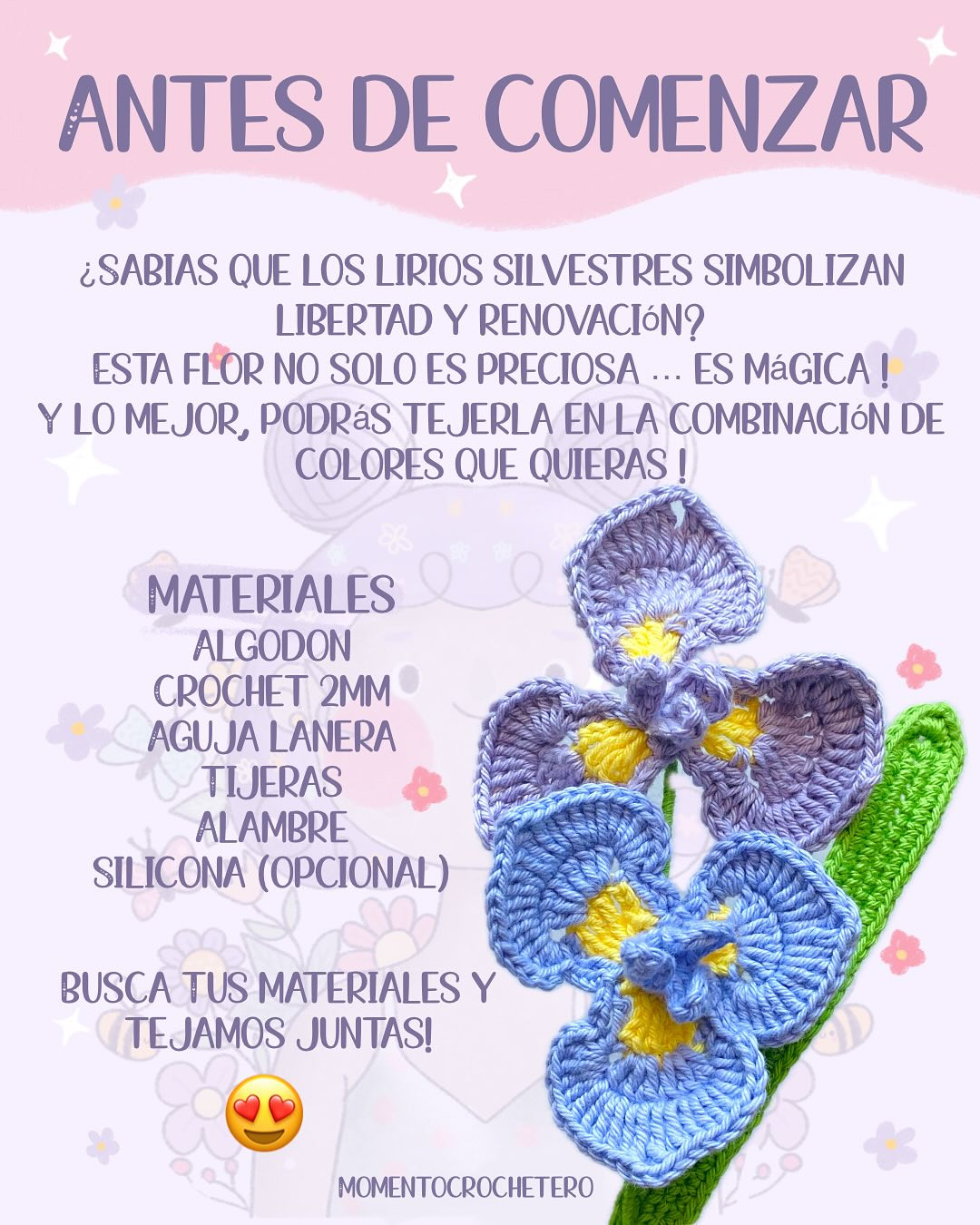 Teje esta bella flor: lirio silvestre, patrón y tutorial