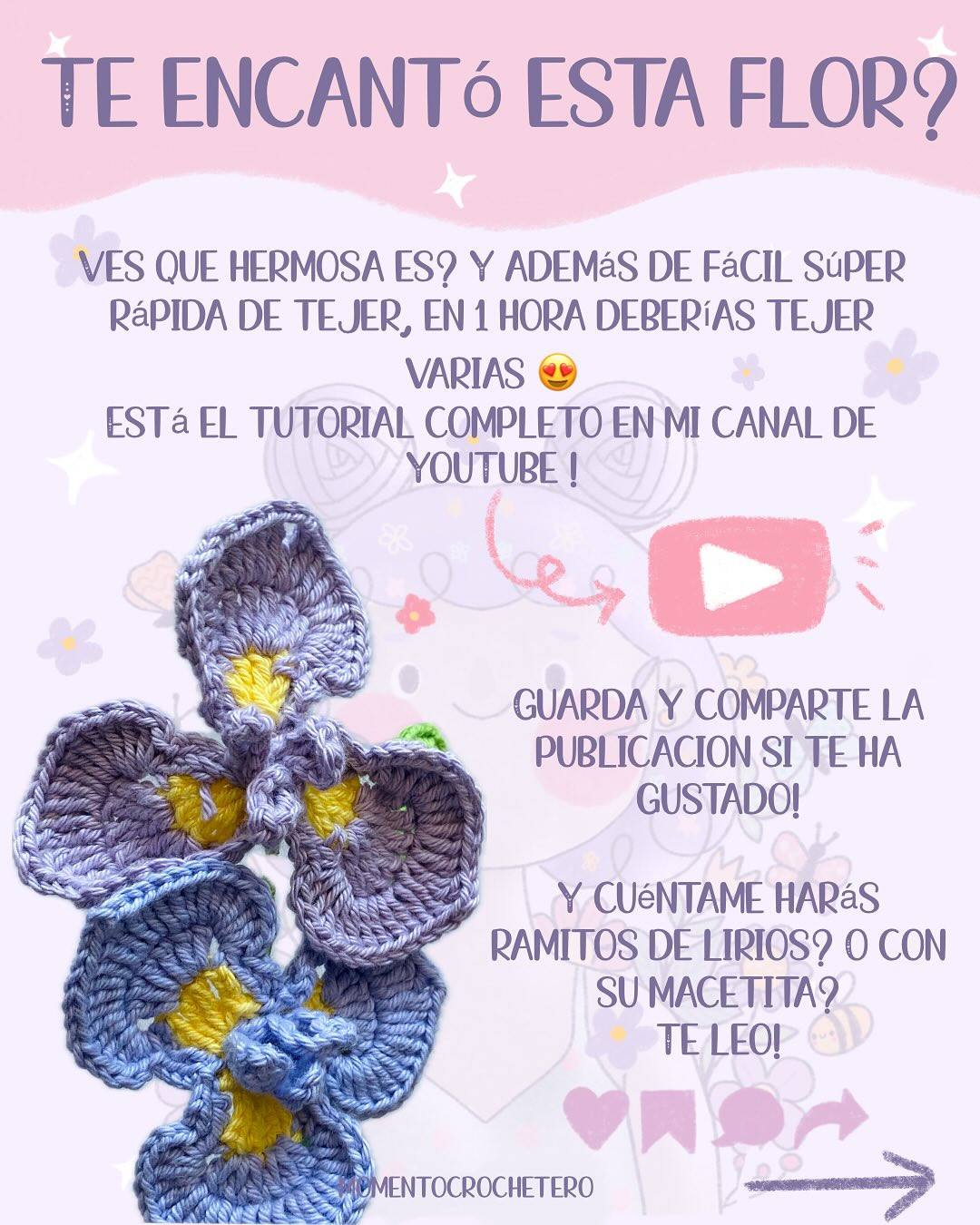 Teje esta bella flor: lirio silvestre, patrón y tutorial