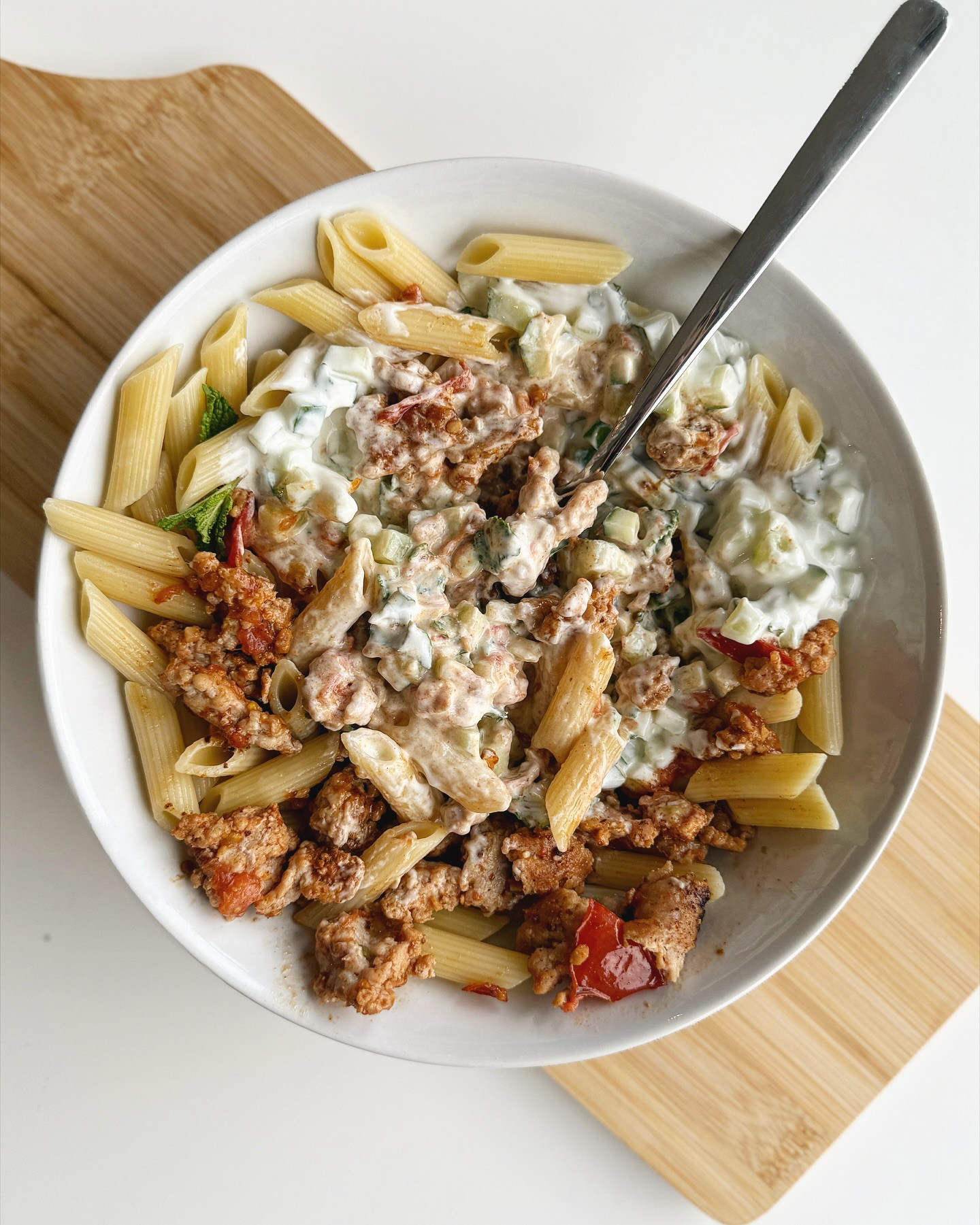 Turkish Delight Pasta with Yoghurt and Spicy Chicken