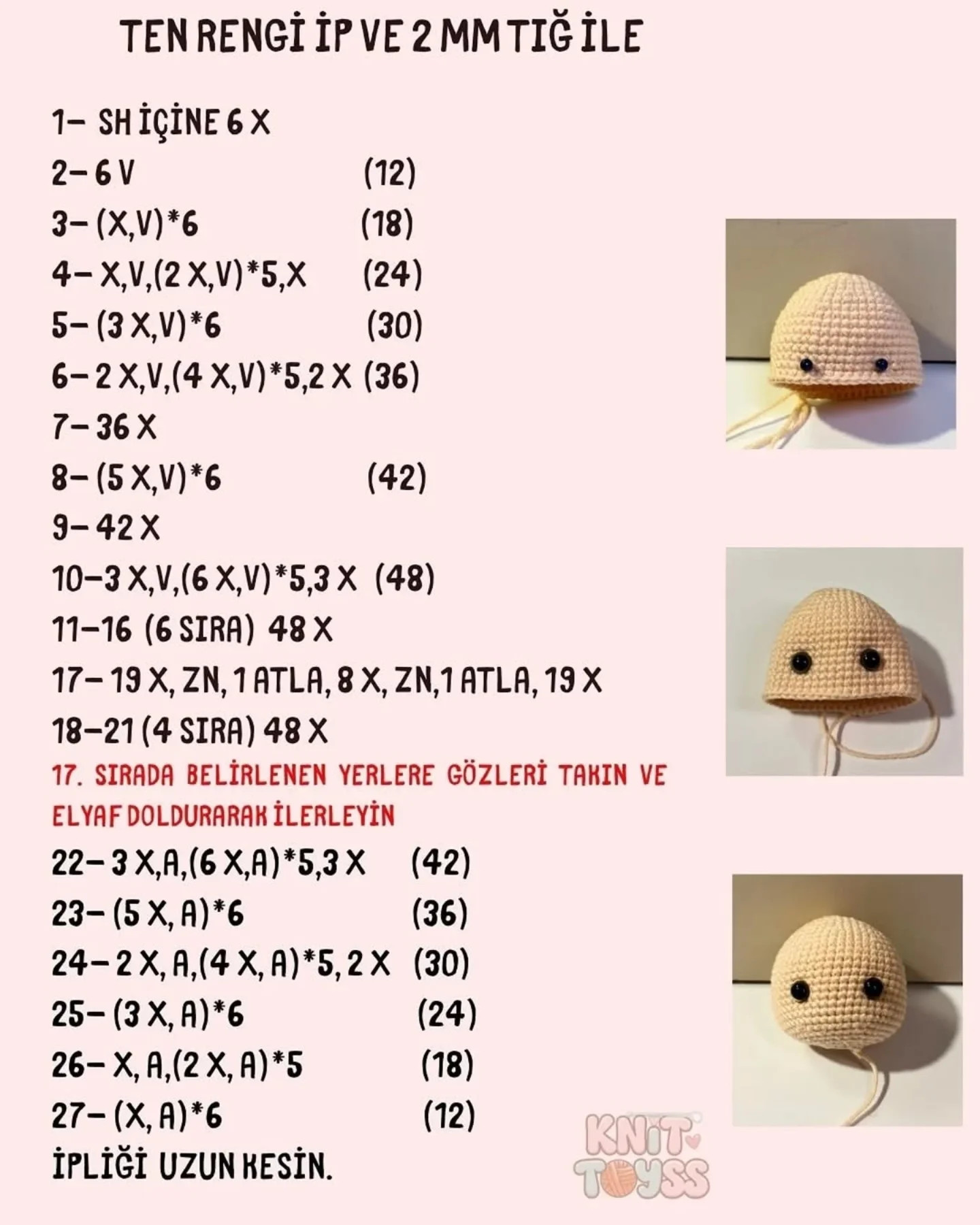 Ücretsiz Amigurumi Kız Bebek Anahtarlık Tarifi