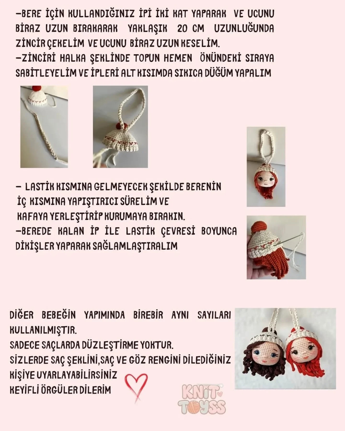 Ücretsiz Amigurumi Kız Bebek Anahtarlık Tarifi